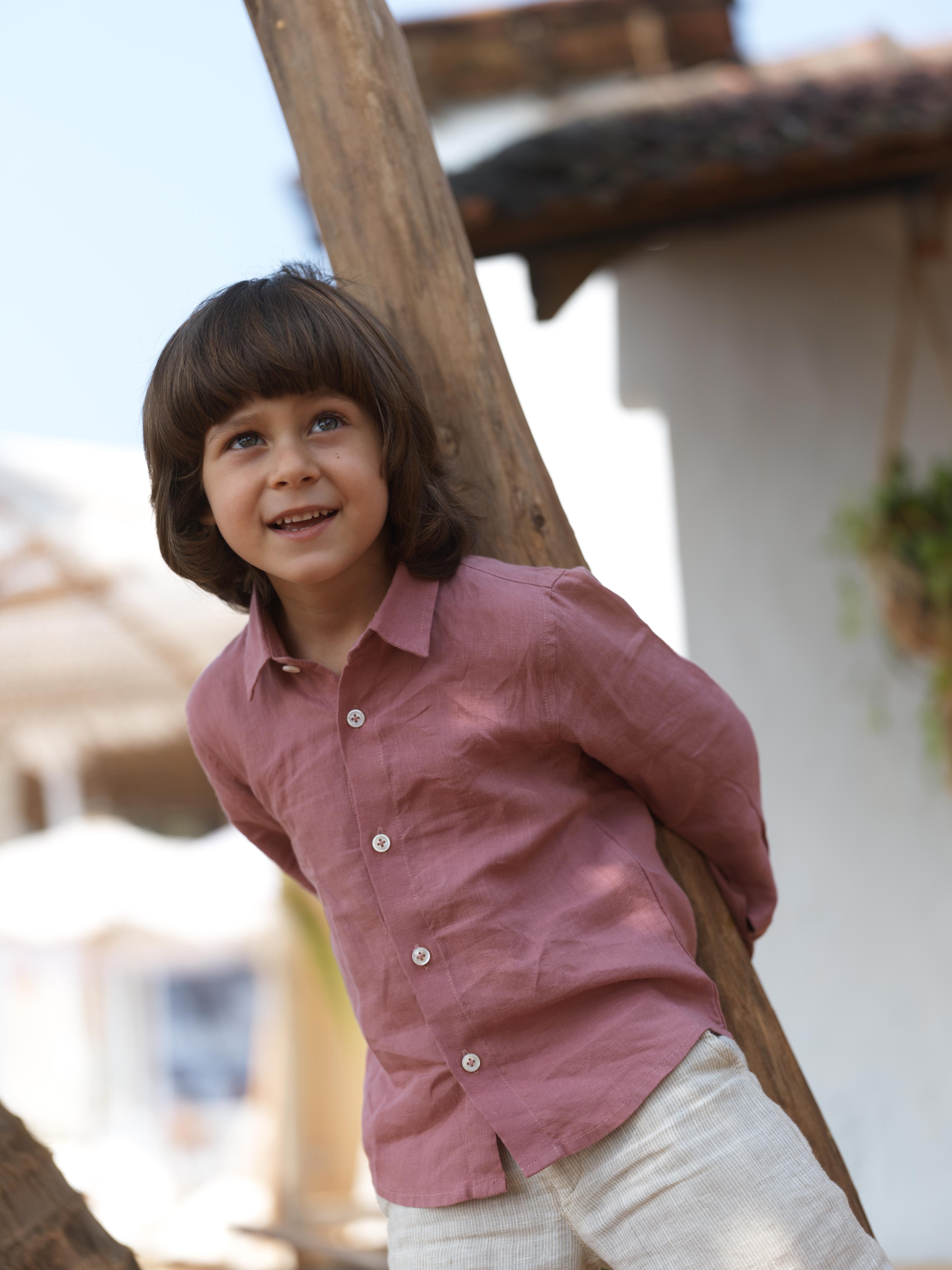 Boys Regular Collar Shirt Dusty Rose