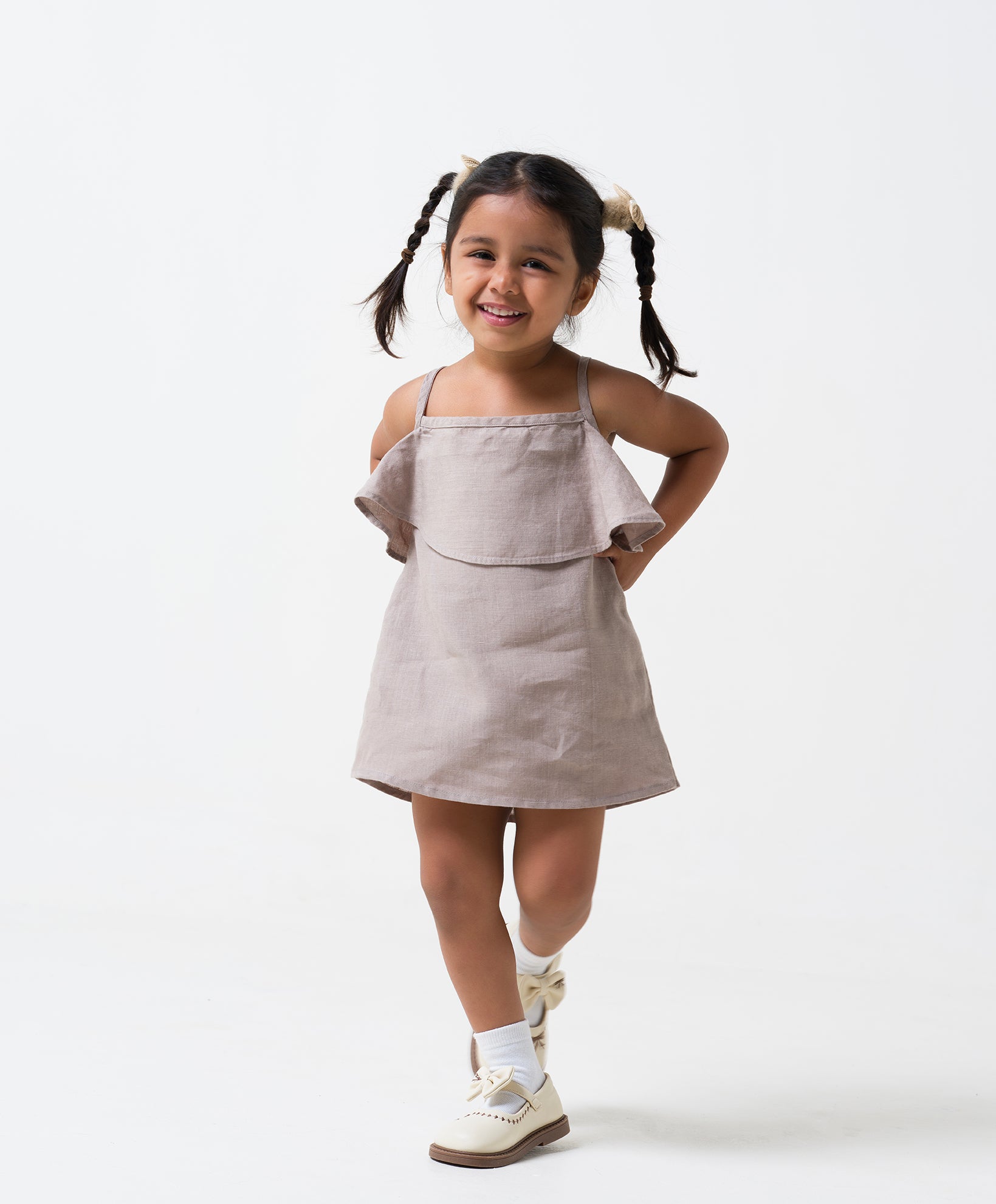 Toddlers Layered Frock Almond Beige