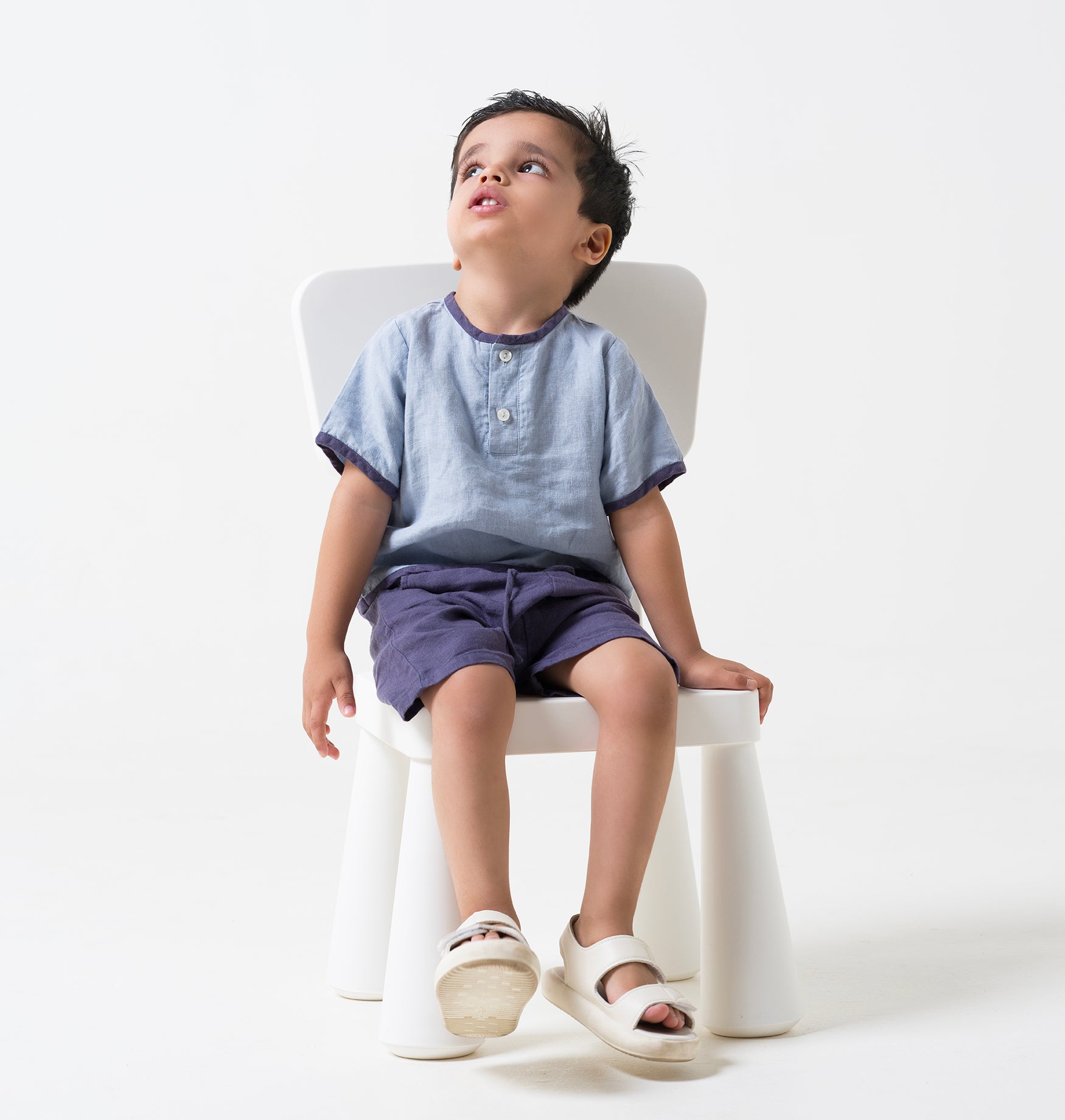 Drawstring Shirt - Pacific Blue Shorts- Blueberry