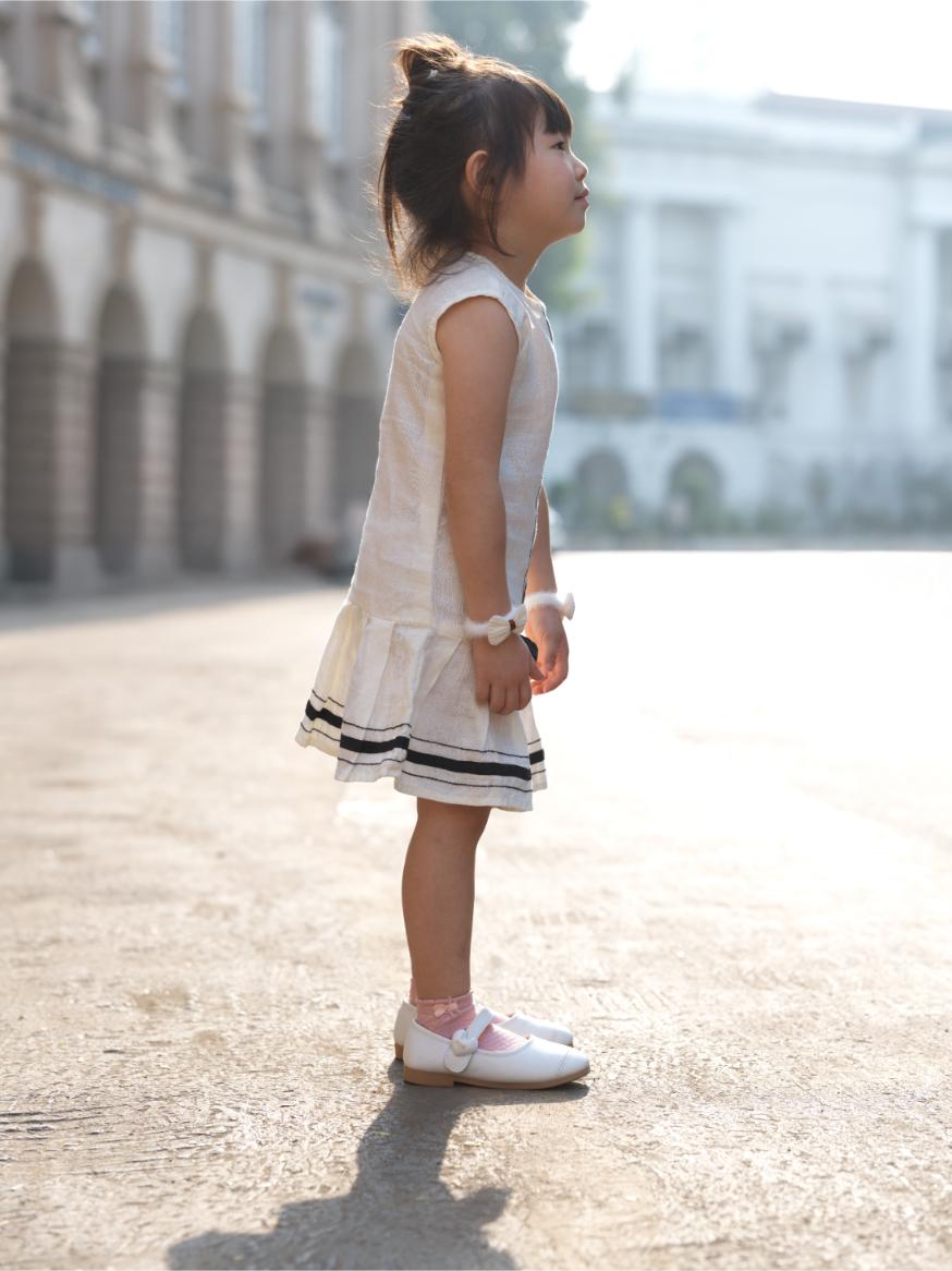 Girls Sleeveless Ribbon Dress Cream