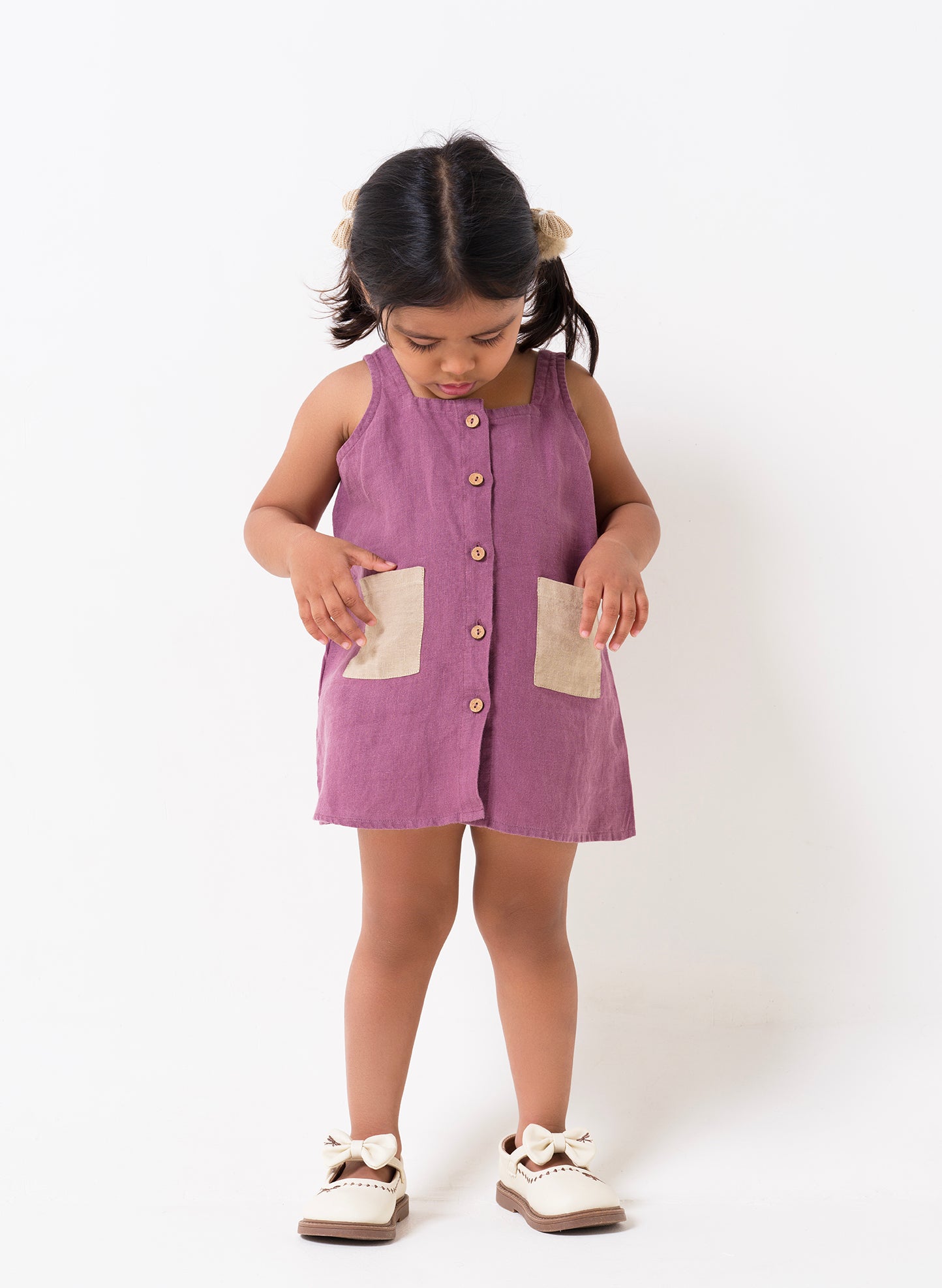 Patch Pocket Frock Twilight Purple Pocket - Desert Sand