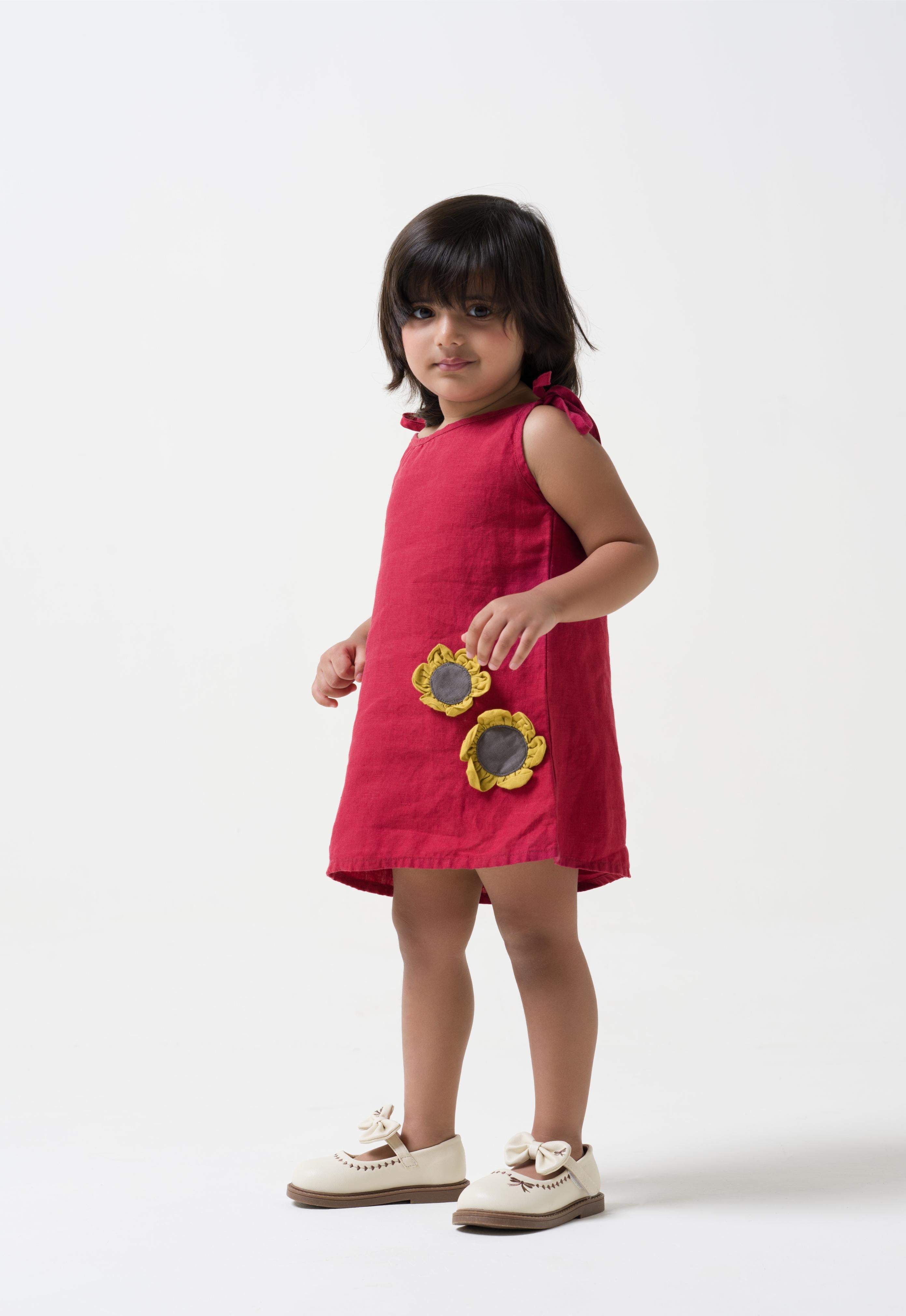 Cherry Tie-Up Shoulder Flower Frock