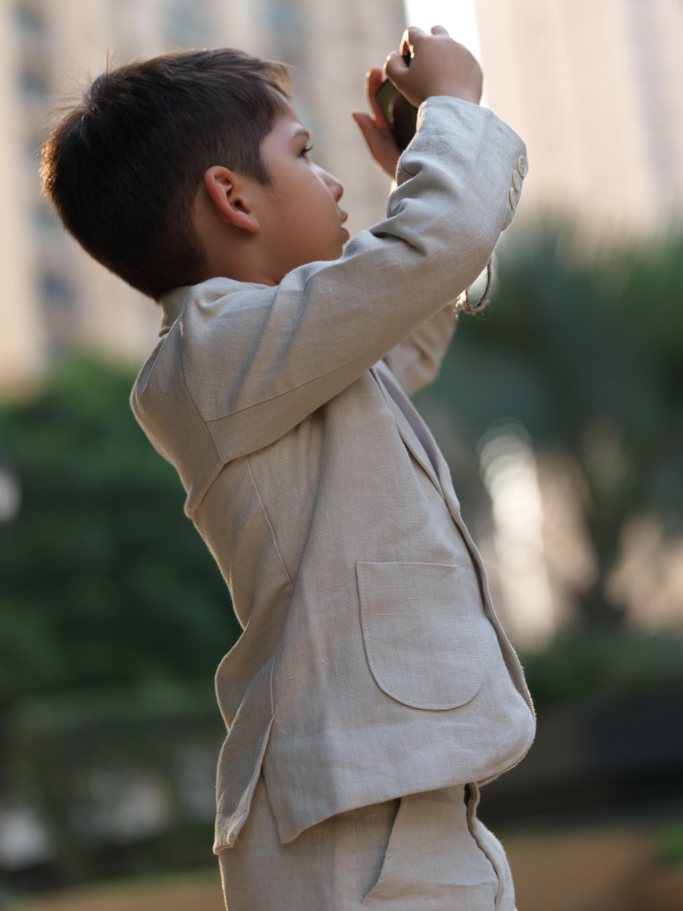 Boys 3-piece Blazer Set Oatmeal