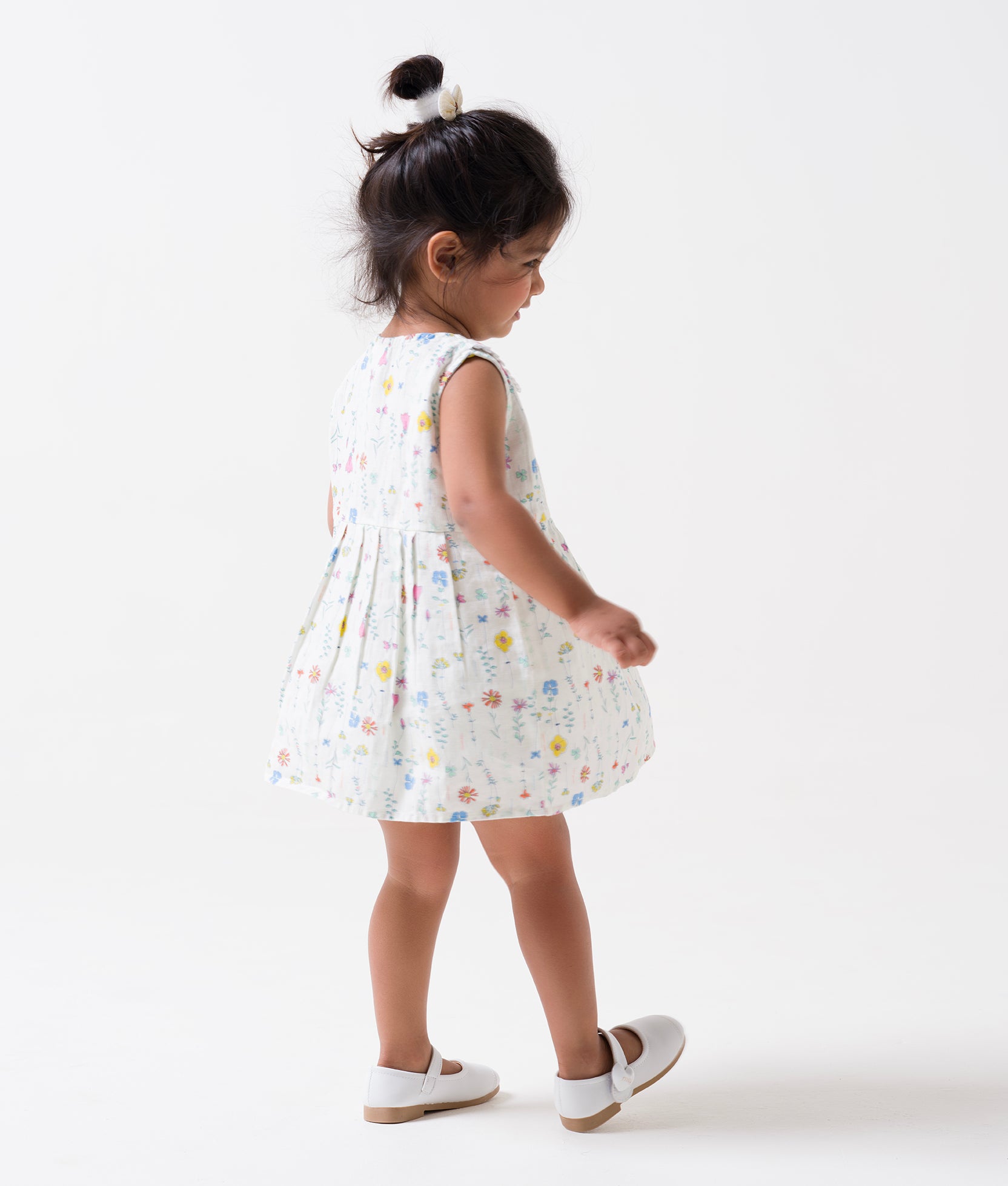 Printed Pleated Collar Dress