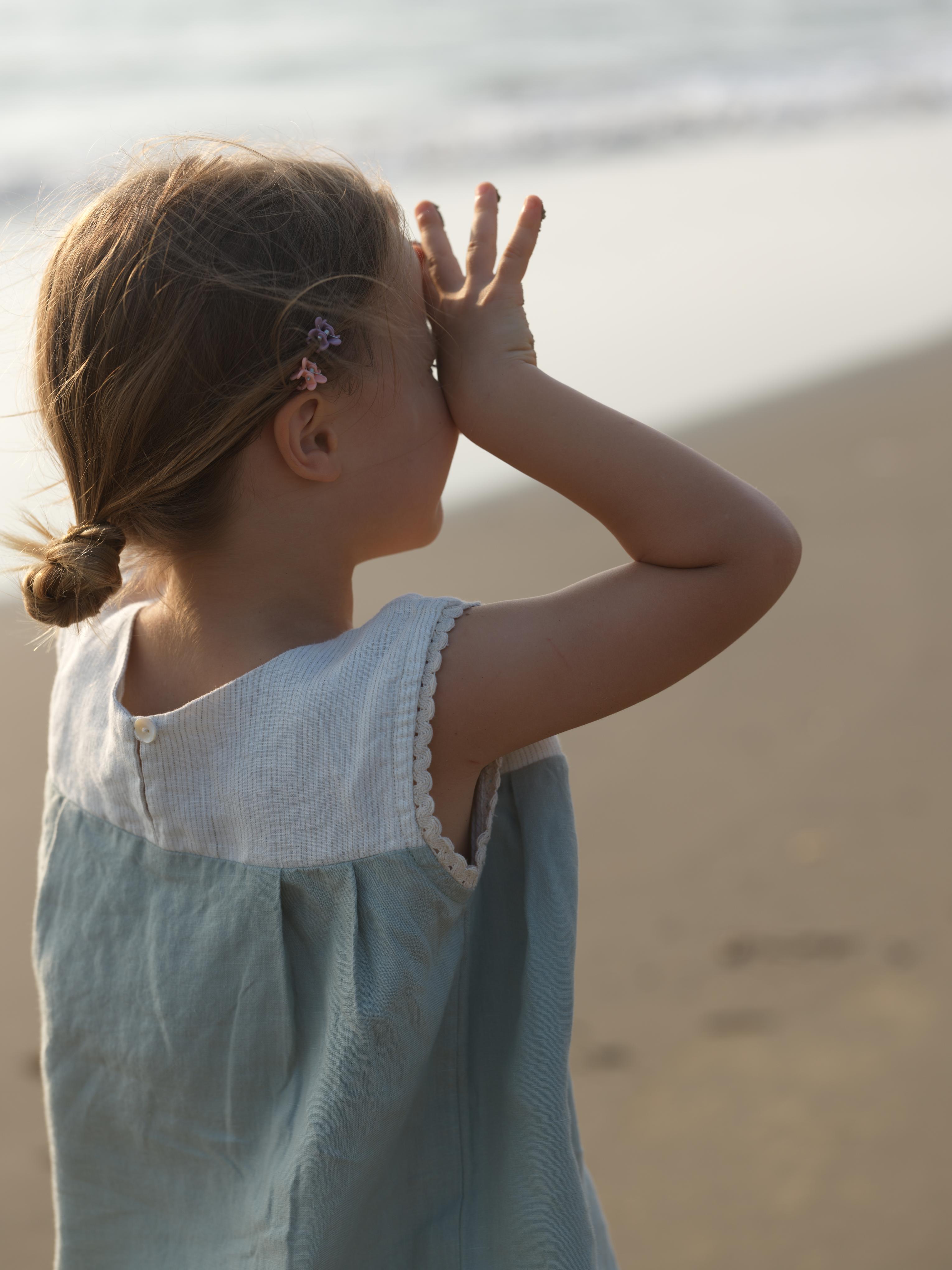 Girls Sleeveless Front Keyhole Top & Trousers Beige Hairline Stripe / Mint Green