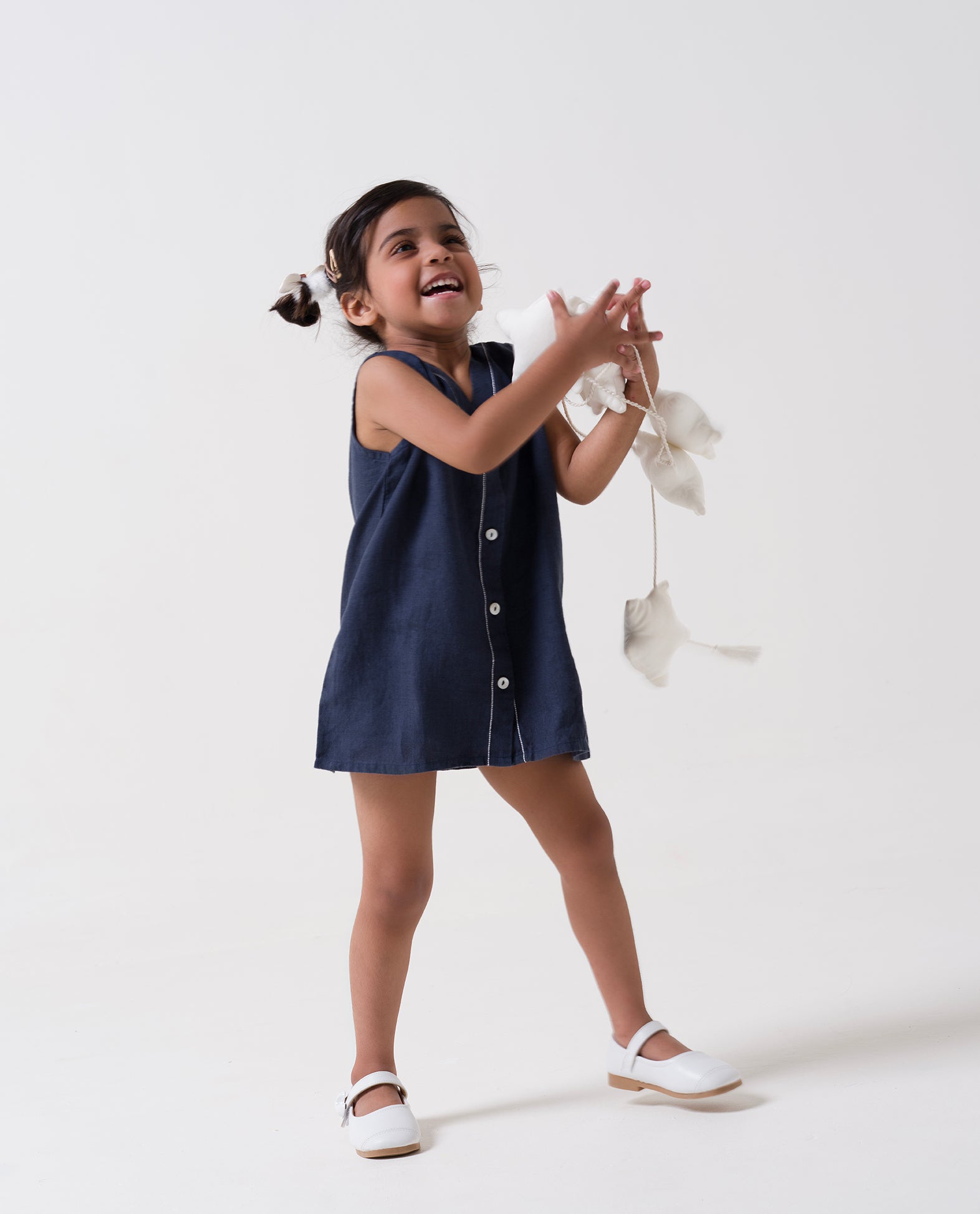 V-Neck Detailed Frock Navy Blue