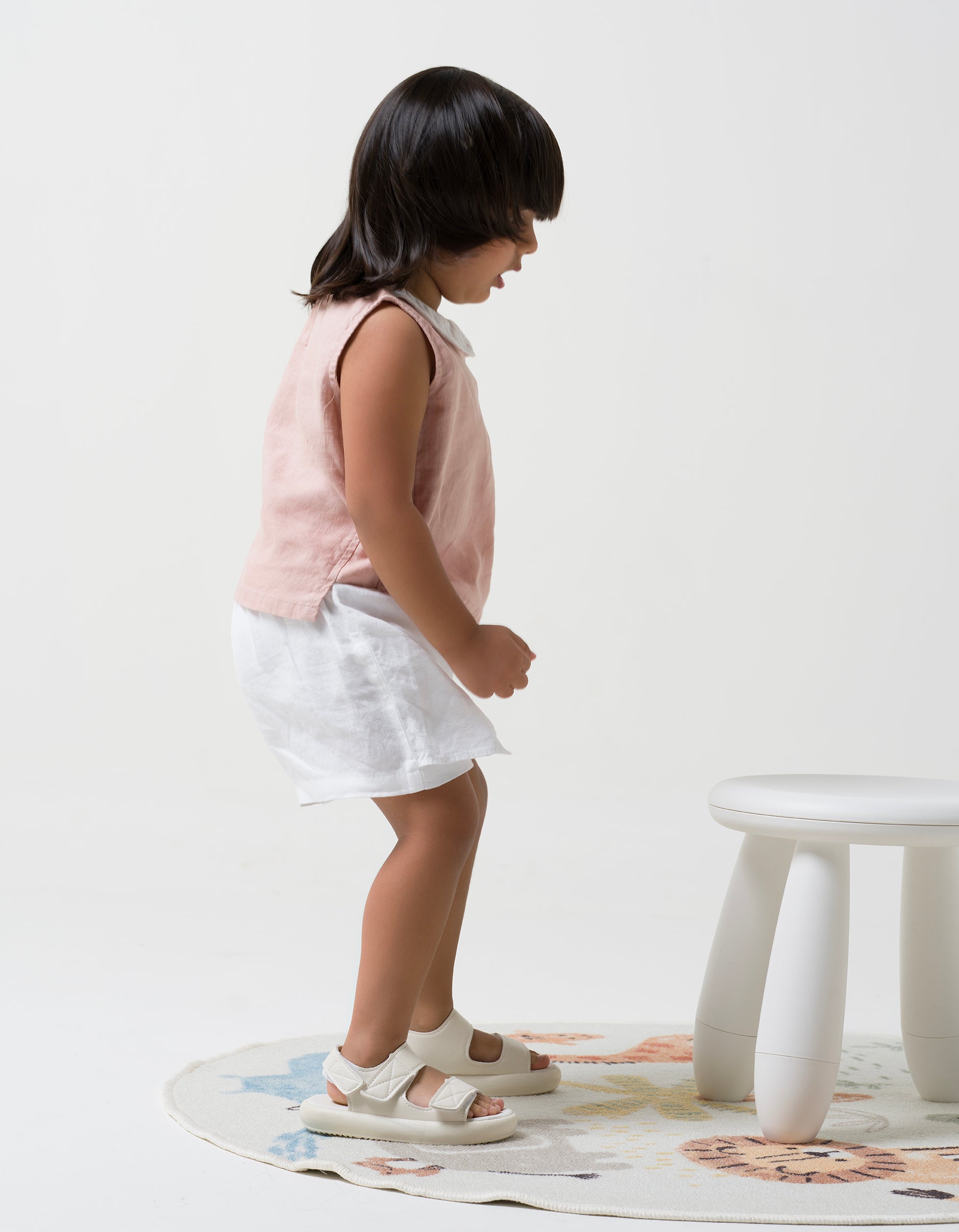 Peter-Pan Collar Top and Skorts Set Top- Flamingo - Bottom & Collar- White