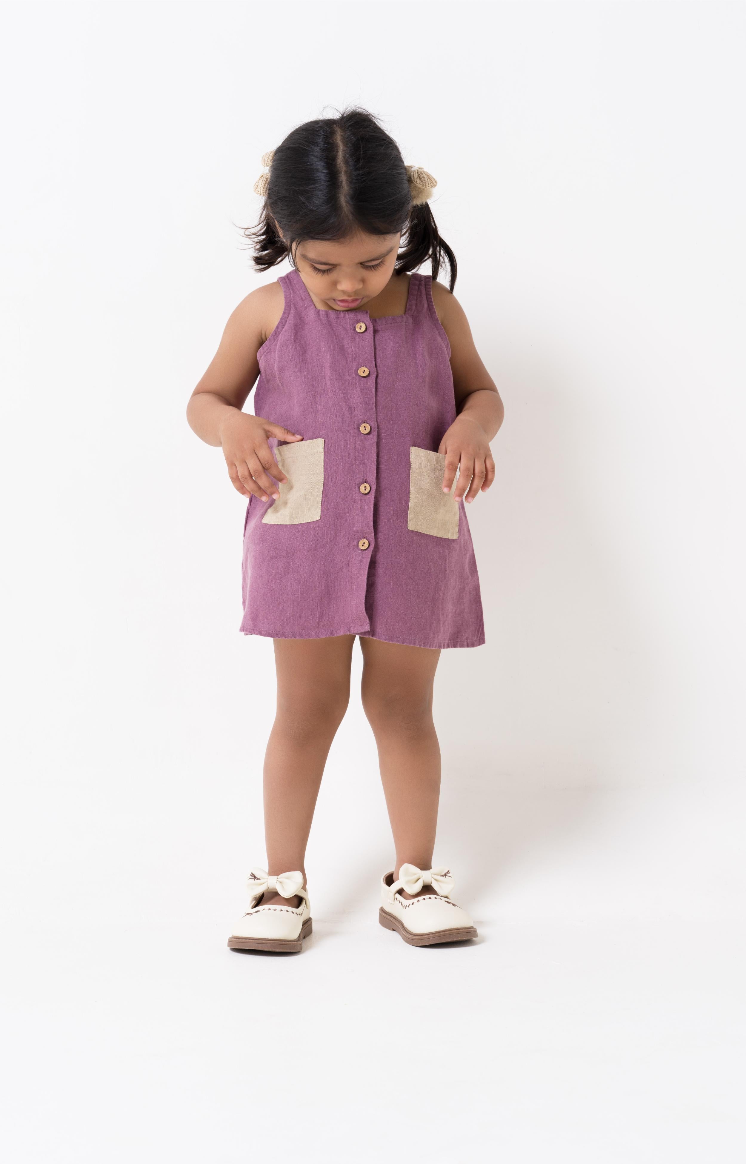 Patch Pocket Frock Twilight Purple - Pocket - Desert Sand