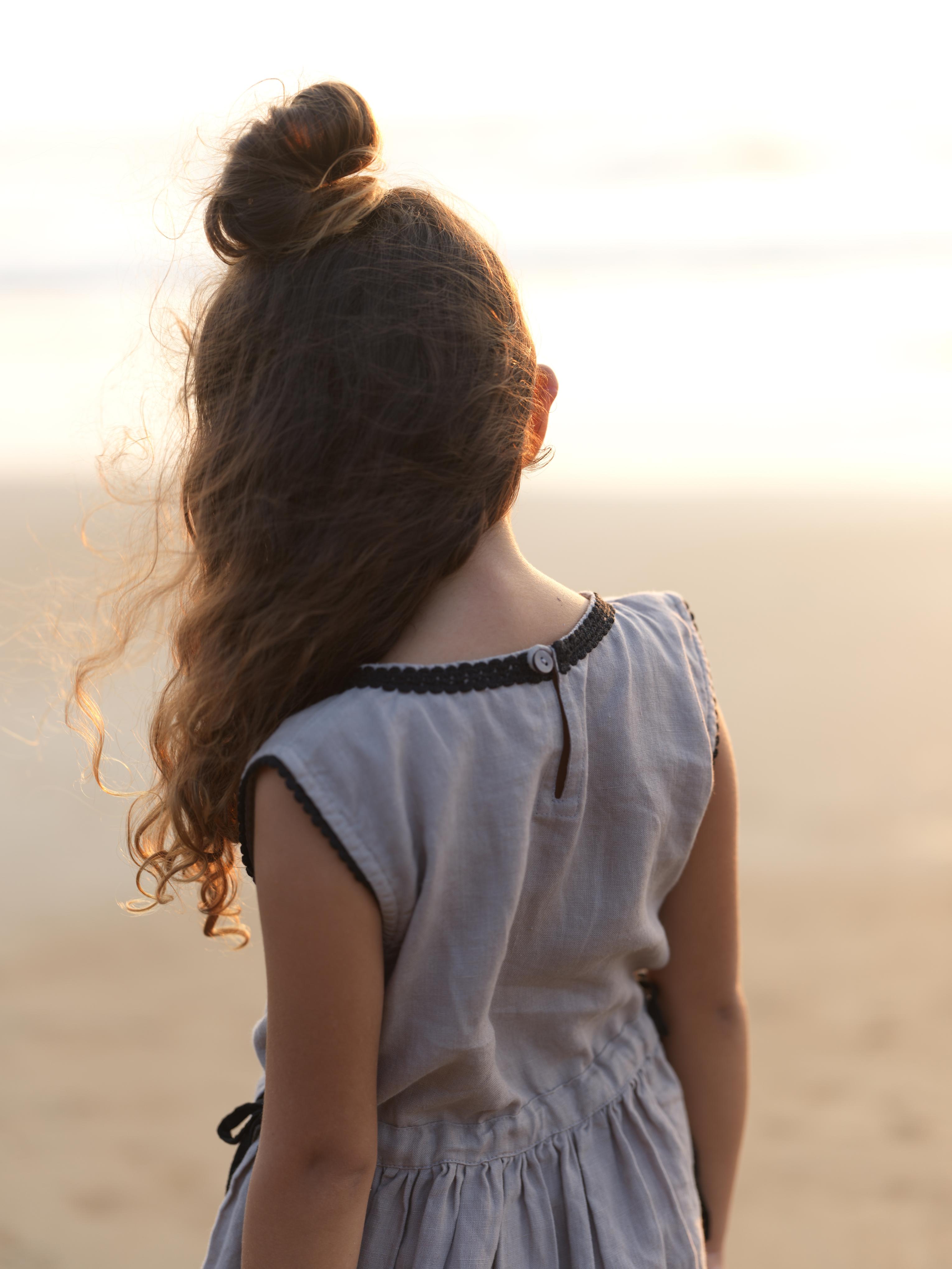 Girls Sleeveless Drawstring Dress Almond Beige