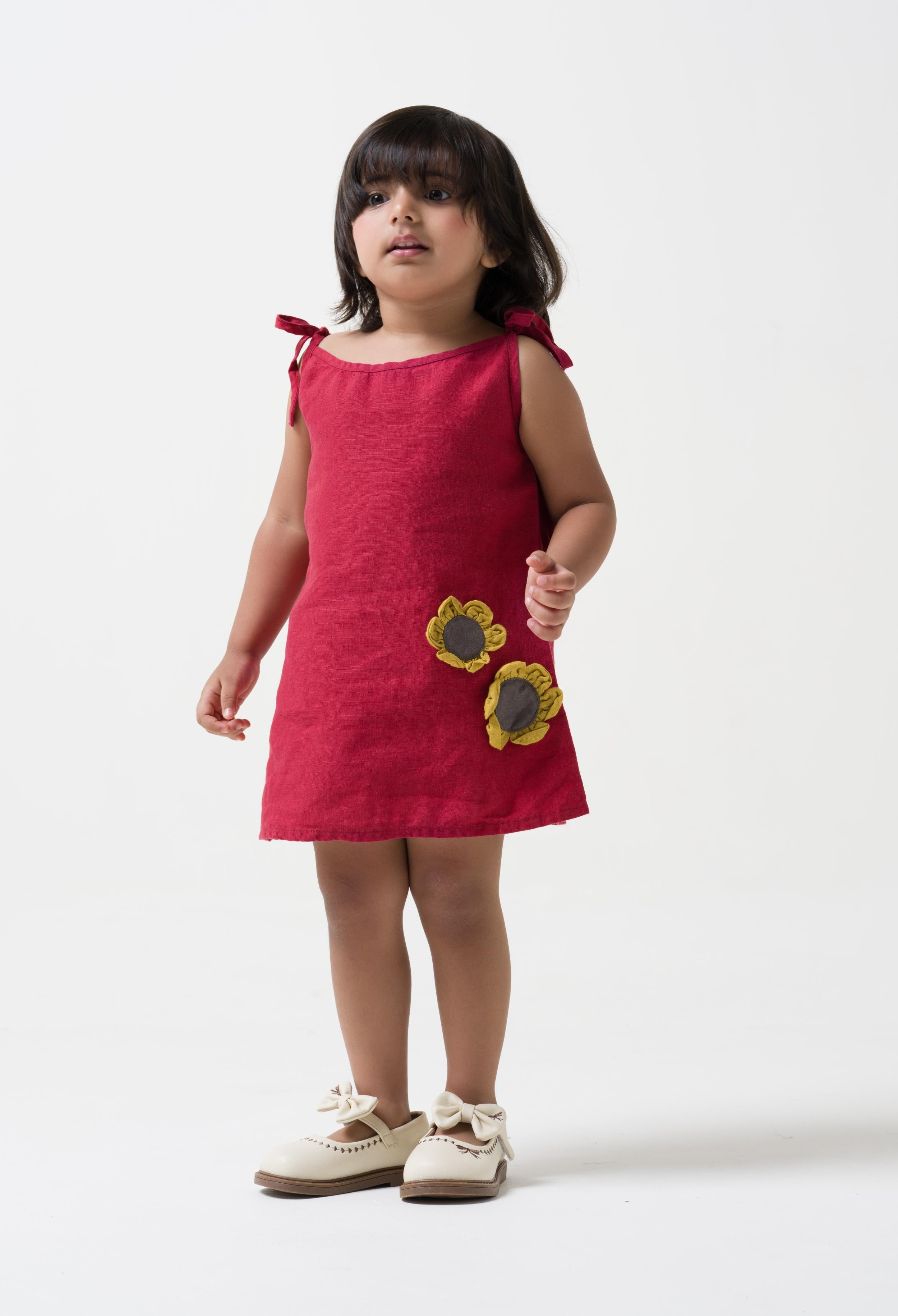 Cherry Tie-Up Shoulder Flower Frock