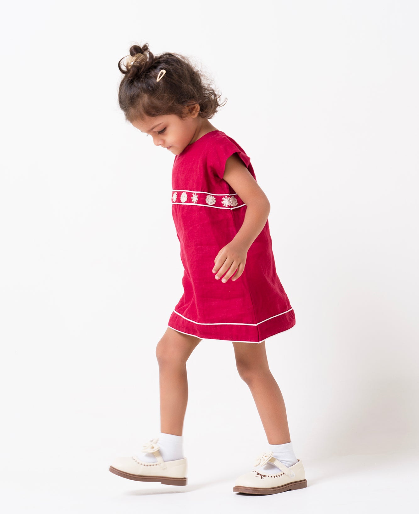 Hand-Embroidered Cap Sleeve Dress