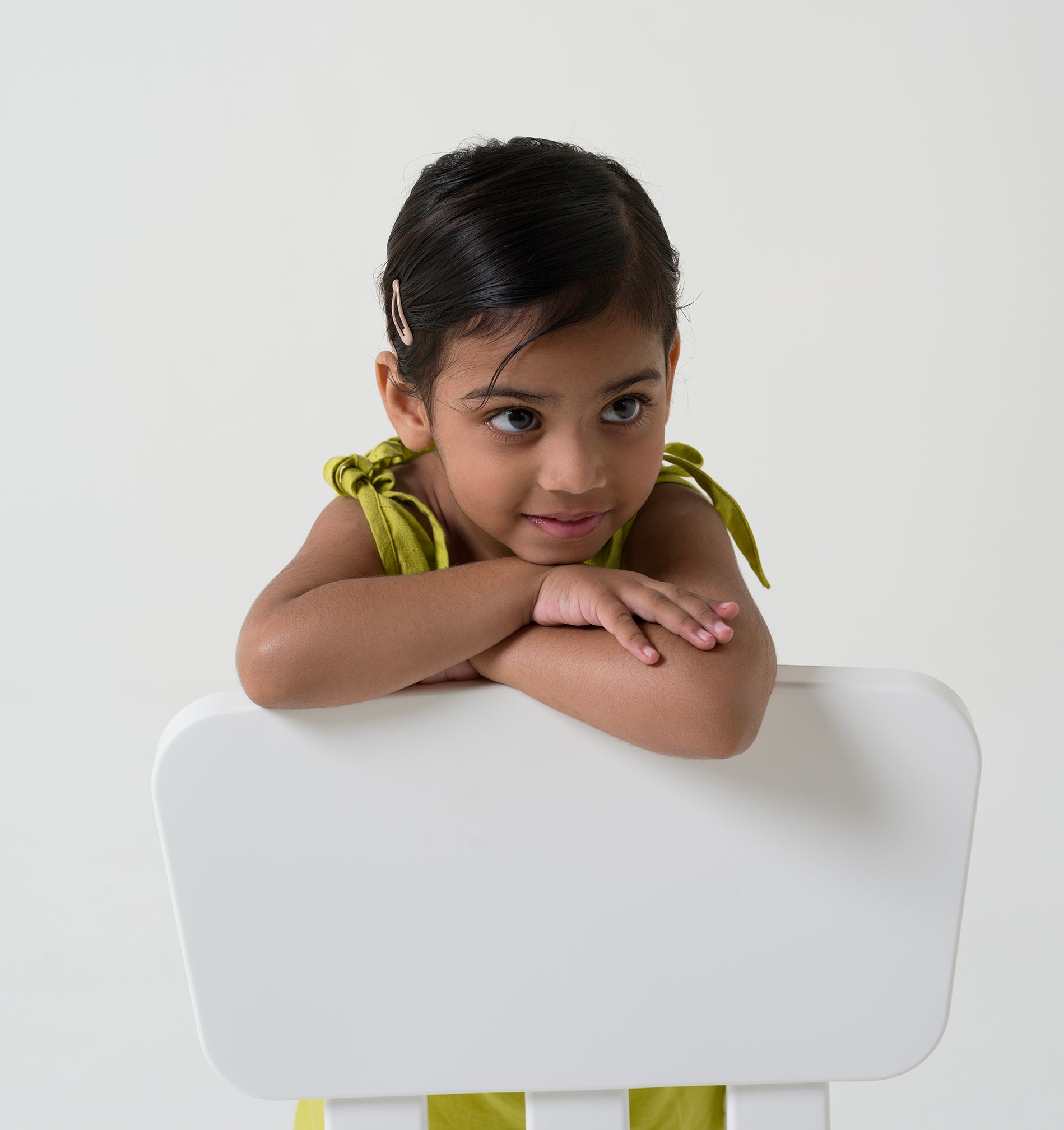 Lime Tie-Up Shoulder Flower Frock