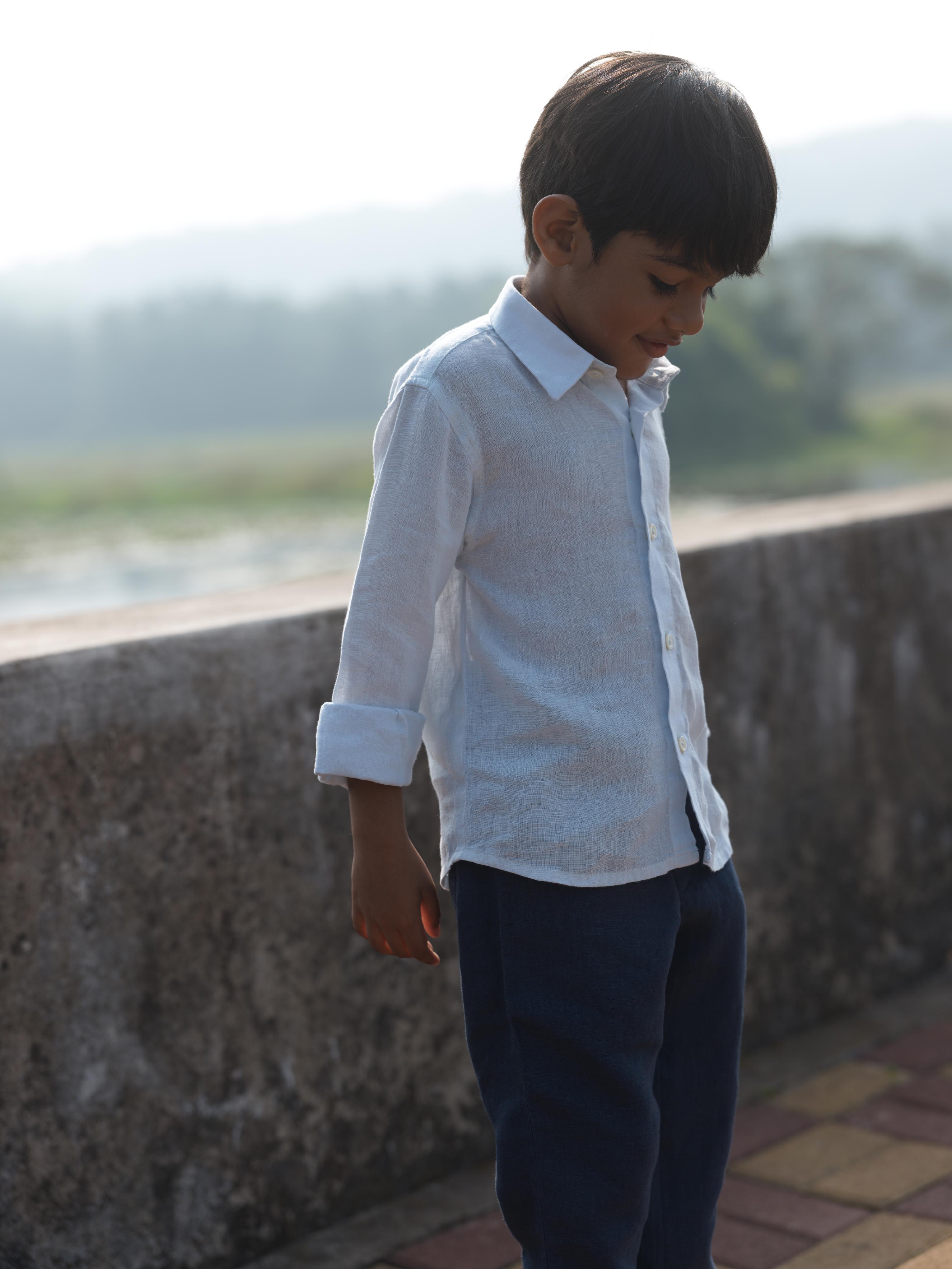 Boys Regular Collar Shirt Ice Blue