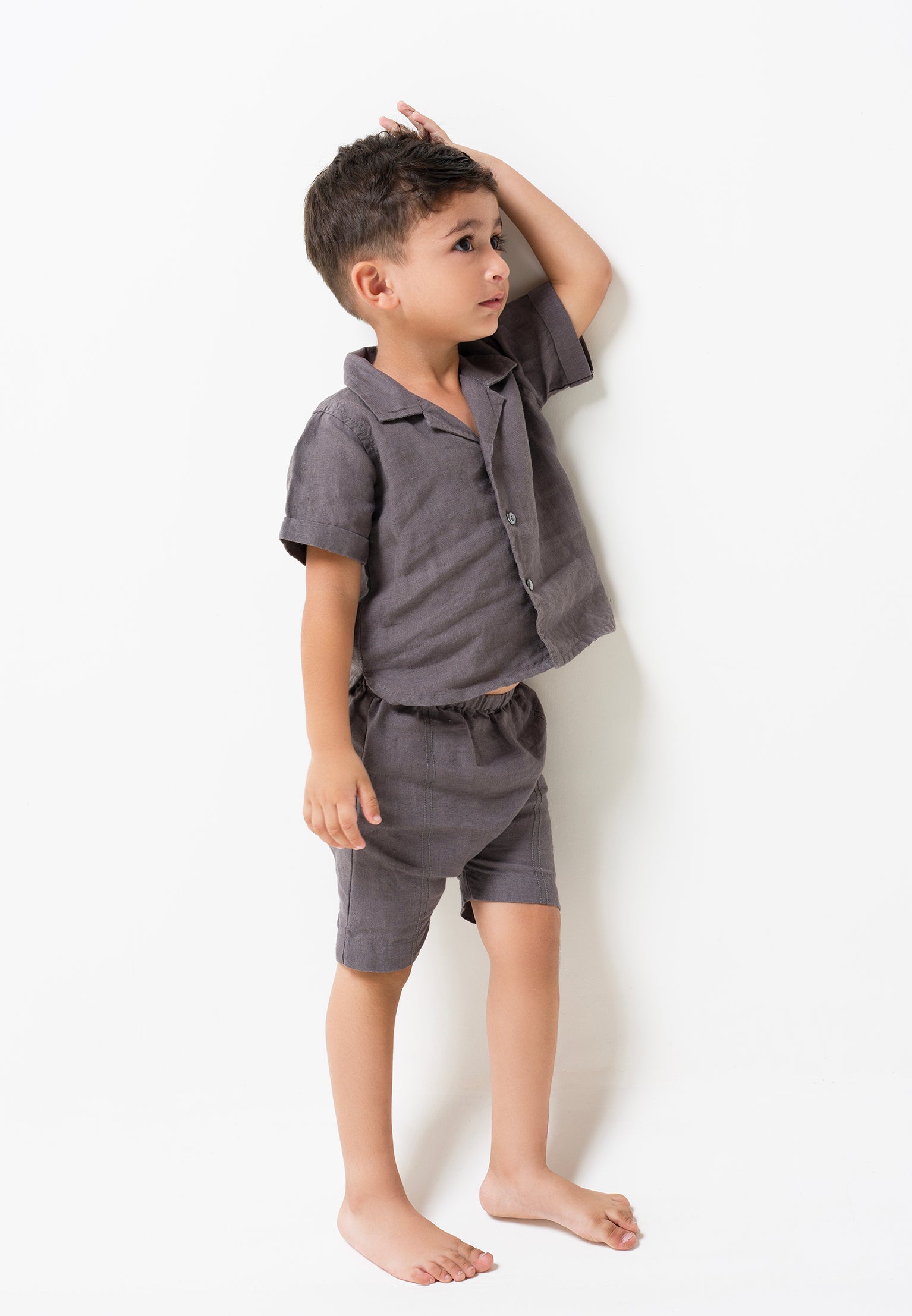 Cuban Collar Co-ords Set Stone Grey