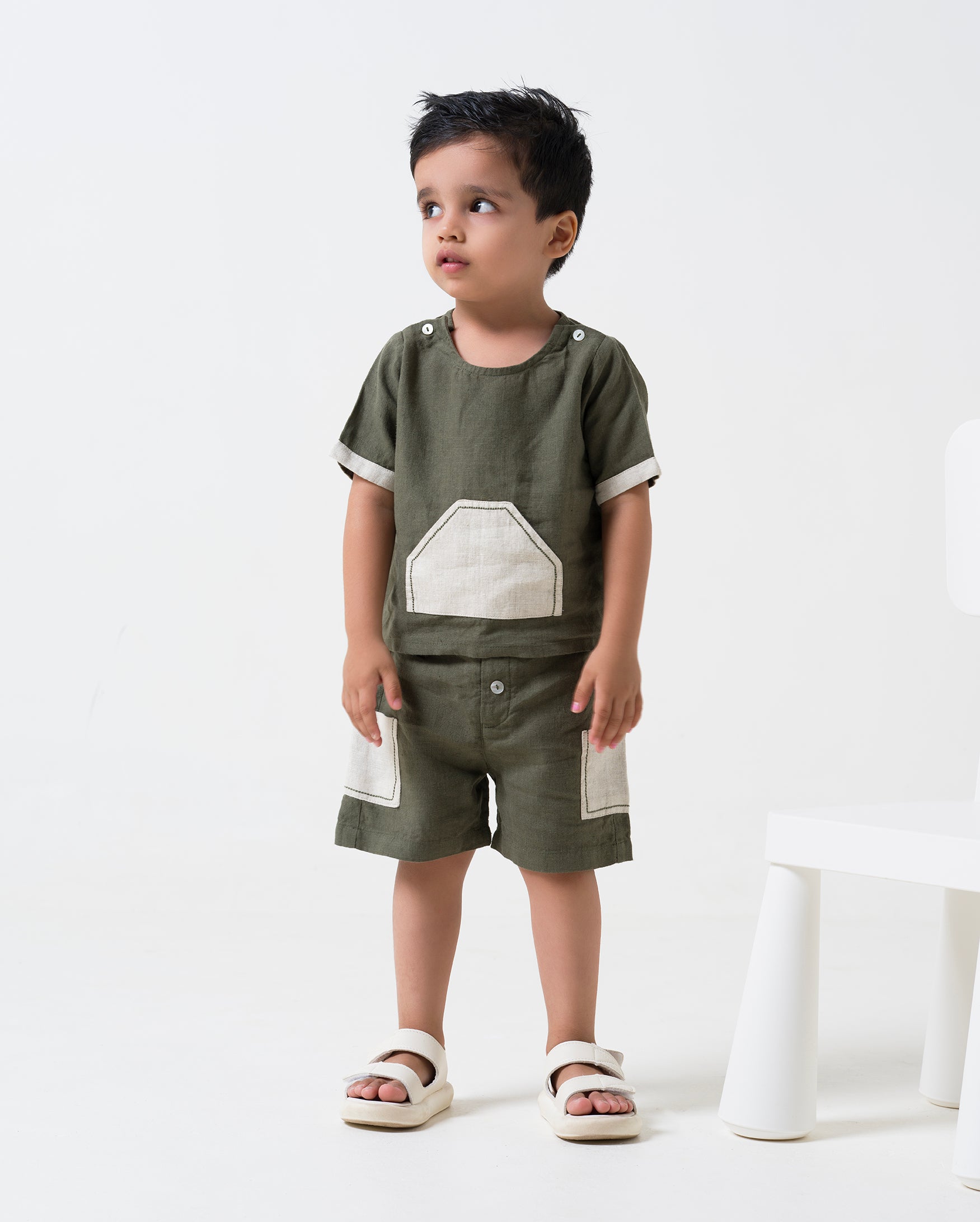 2 Pocket shorts set Crocodile Green  Pocket - Cookie & Cream