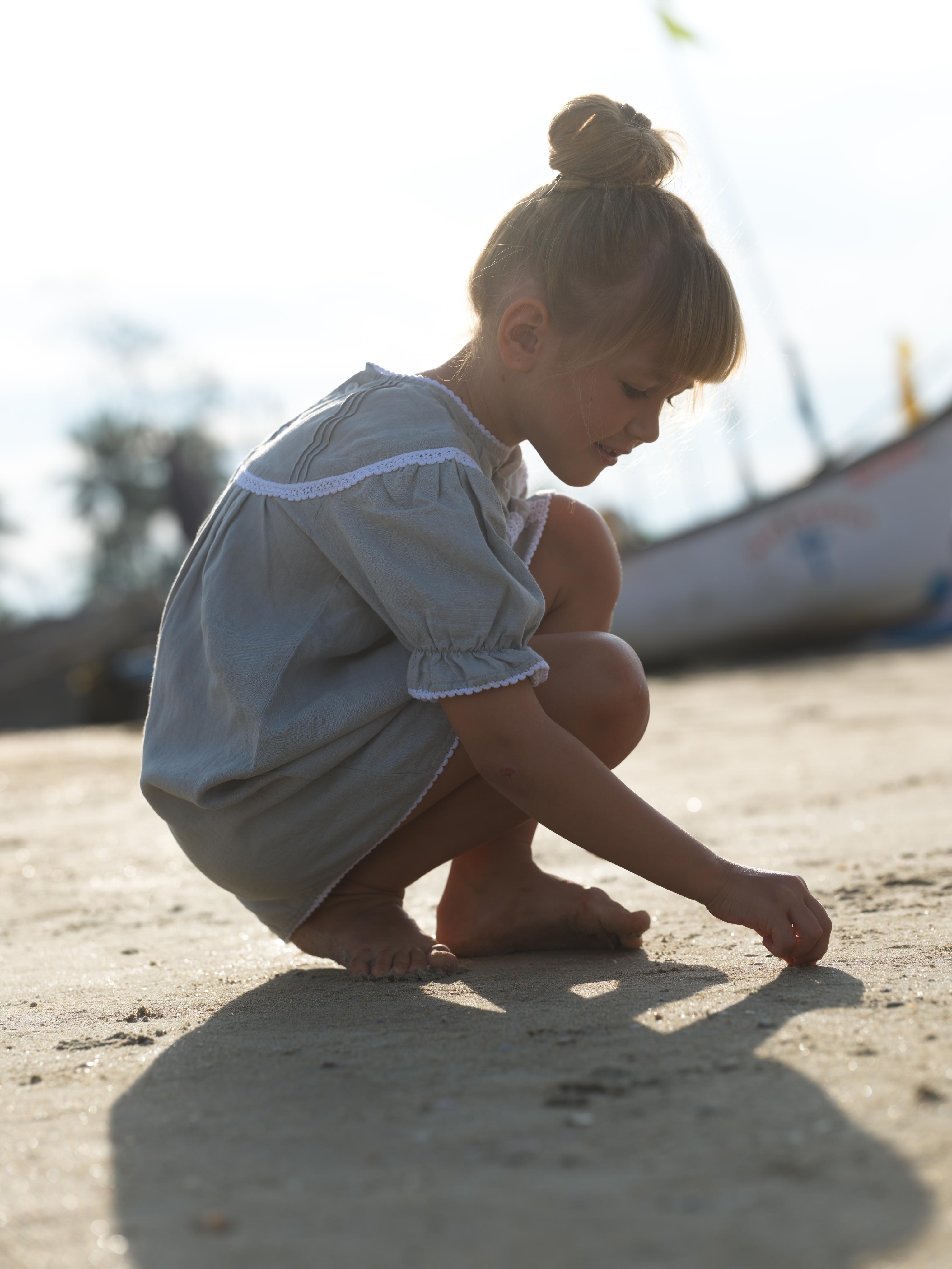 Girls Puff Sleeve Vintage Dress Cloud Grey