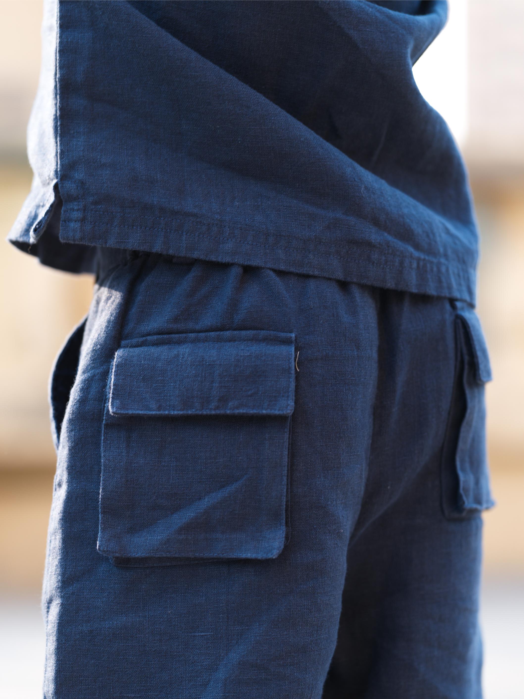 Boys Half-Sleeve Shirt & Cargo Trousers Co-Ord Navy Blue