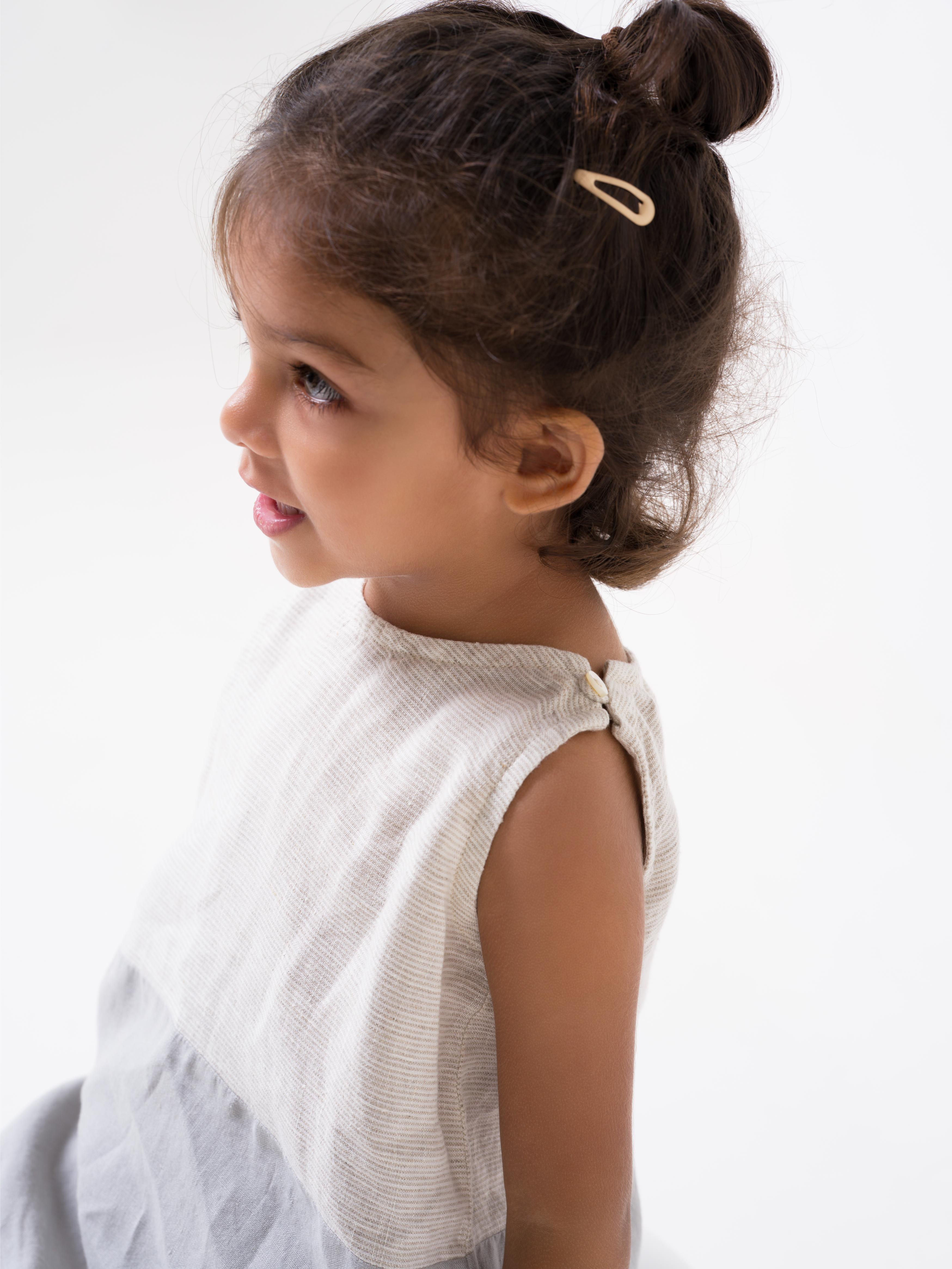 2 Colours Shoulder Button Frock