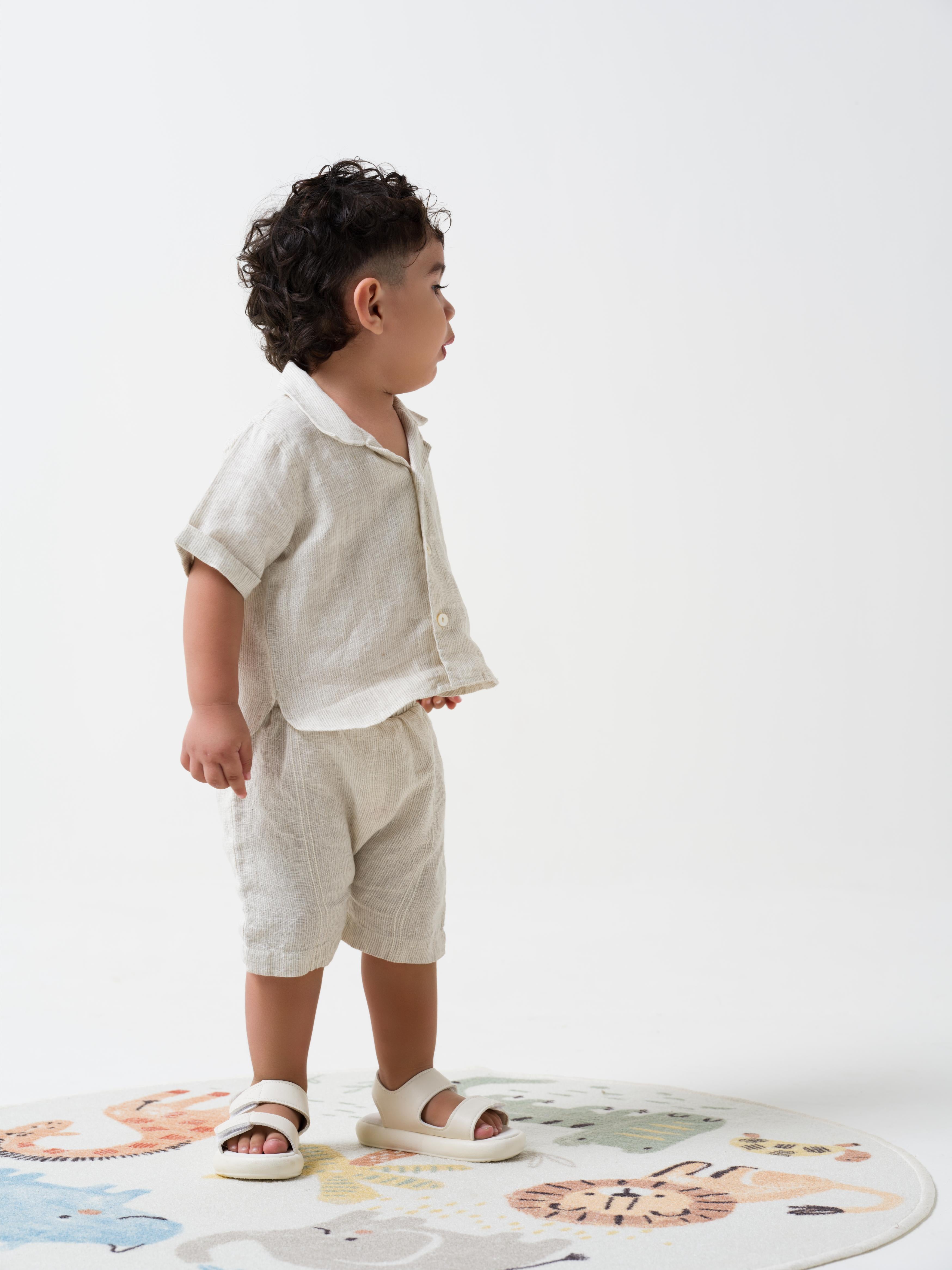 Cuban Collar Co-ords Set Fade Fine Stripe