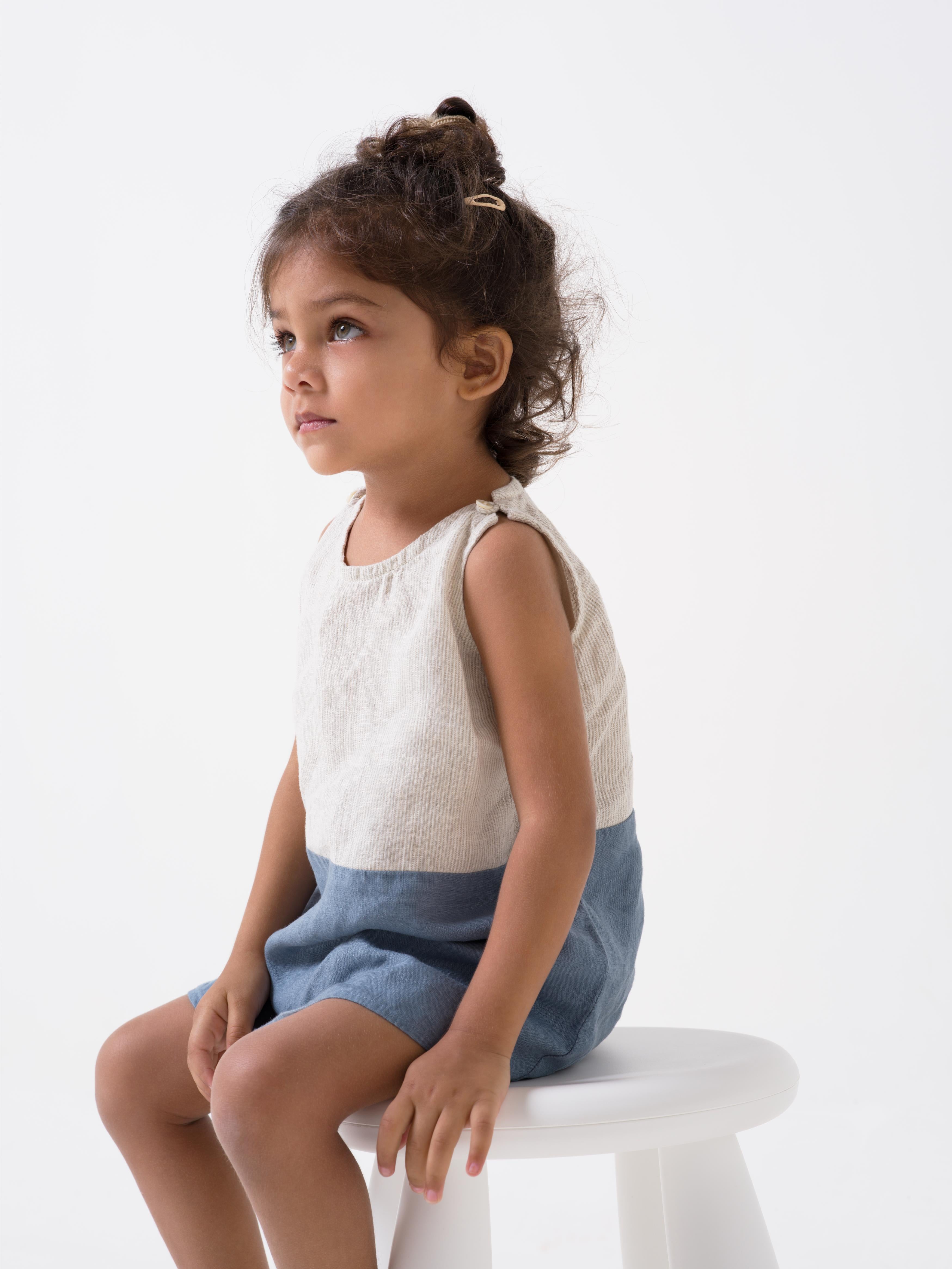 2 Colours Shoulder Button Frock