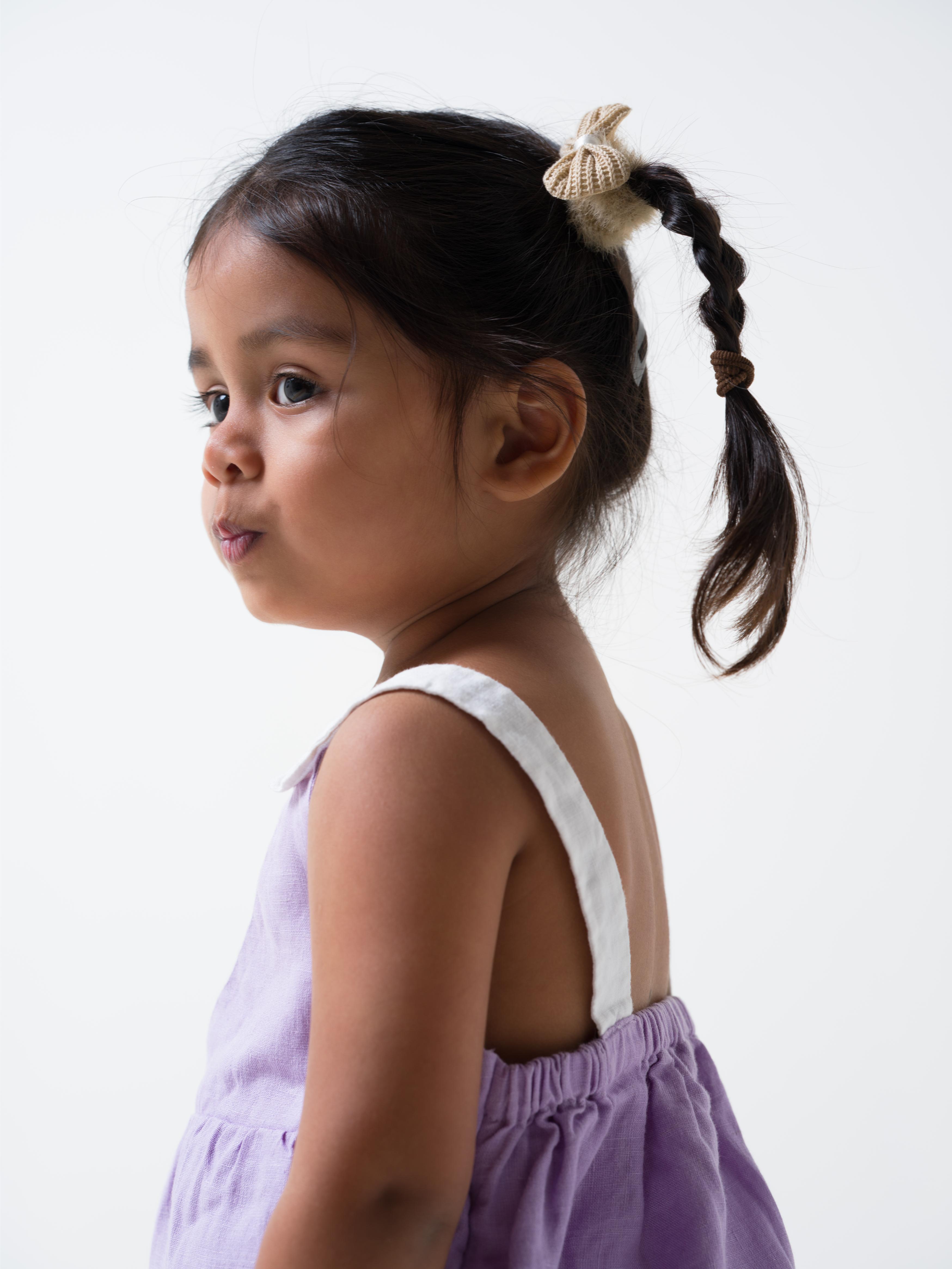 V Neck Overlap Frock Lavender - Strap - White