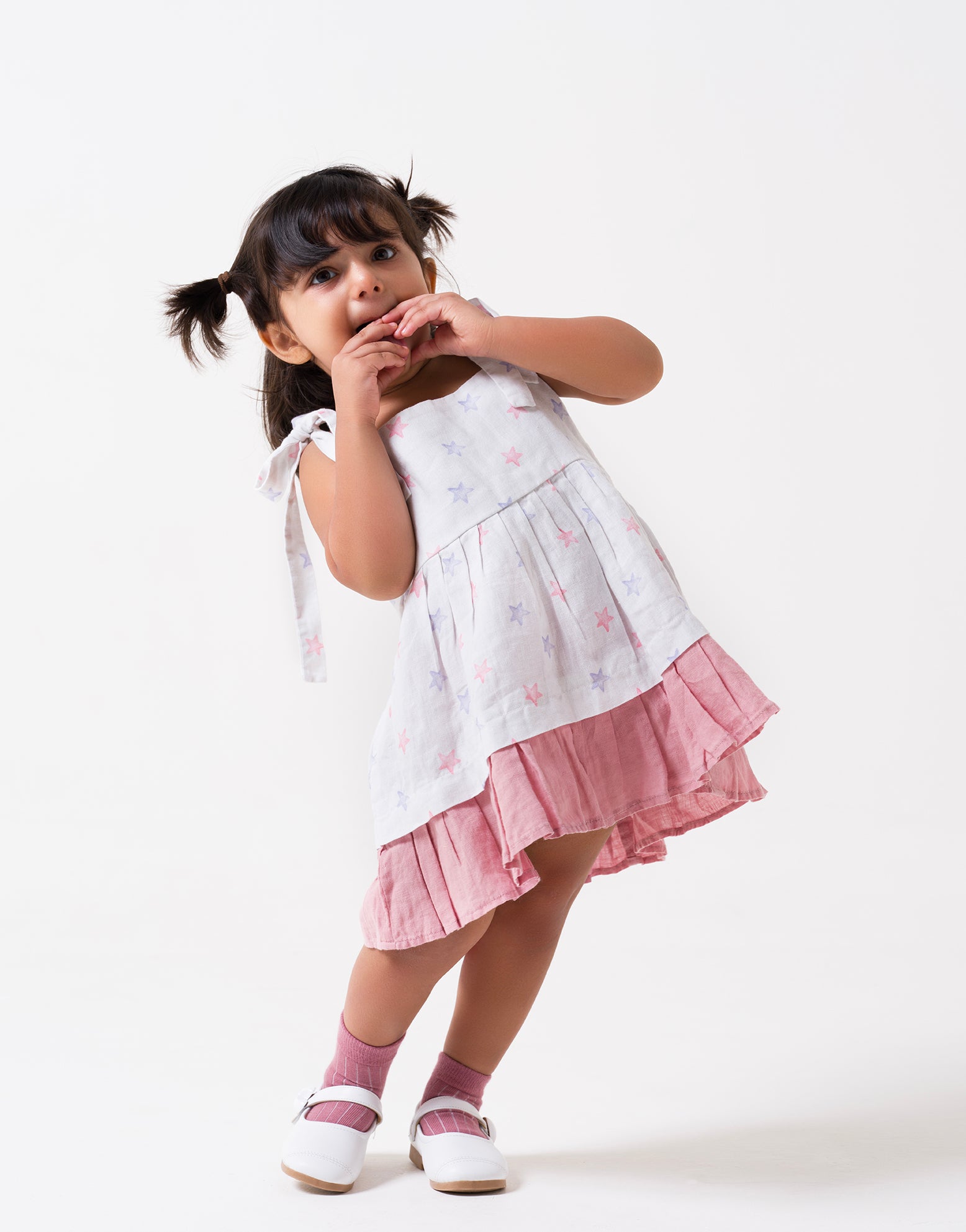 Printed Tie-Up Ribbon Dress