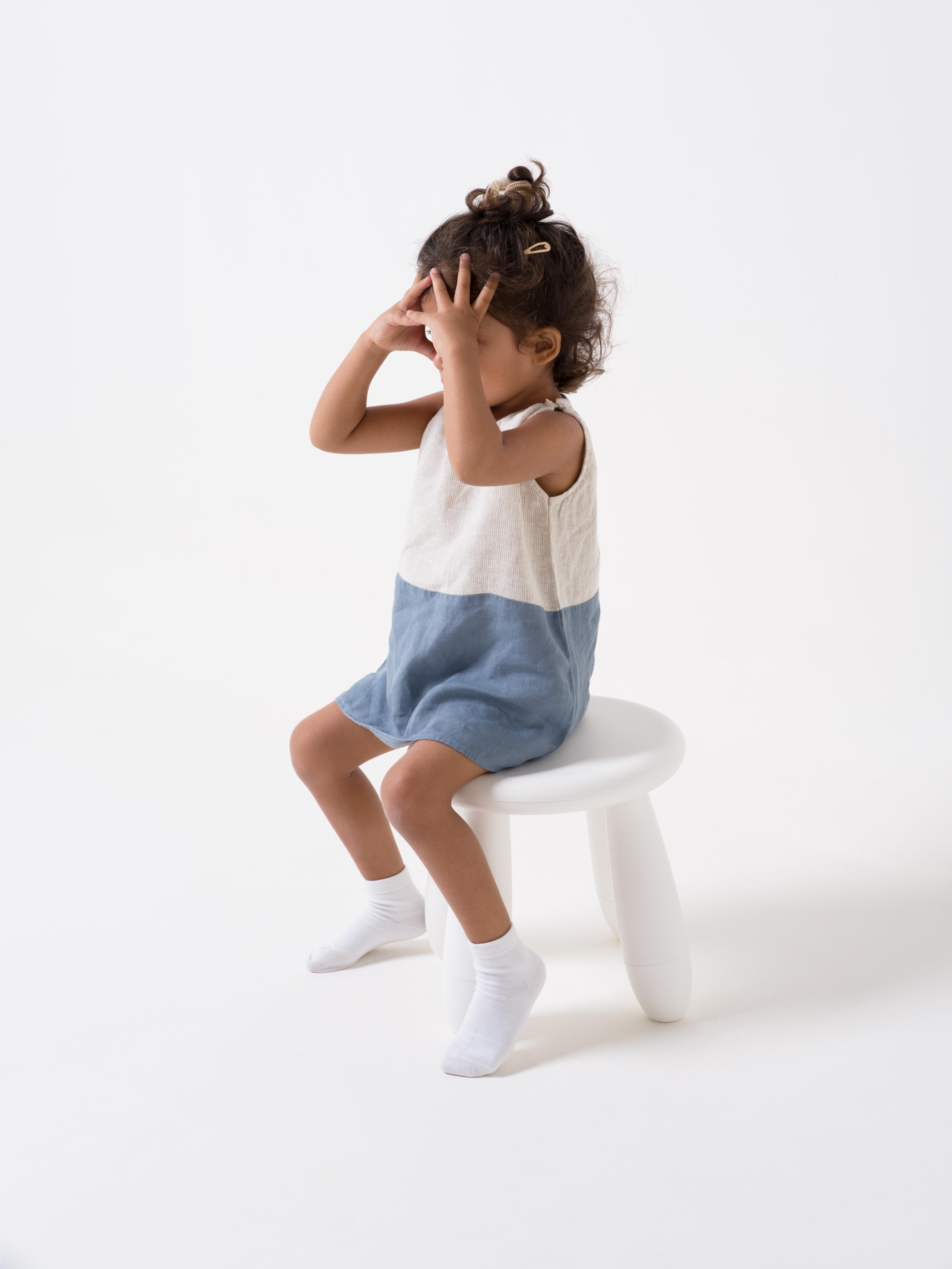 2 Colours Shoulder Button Frock