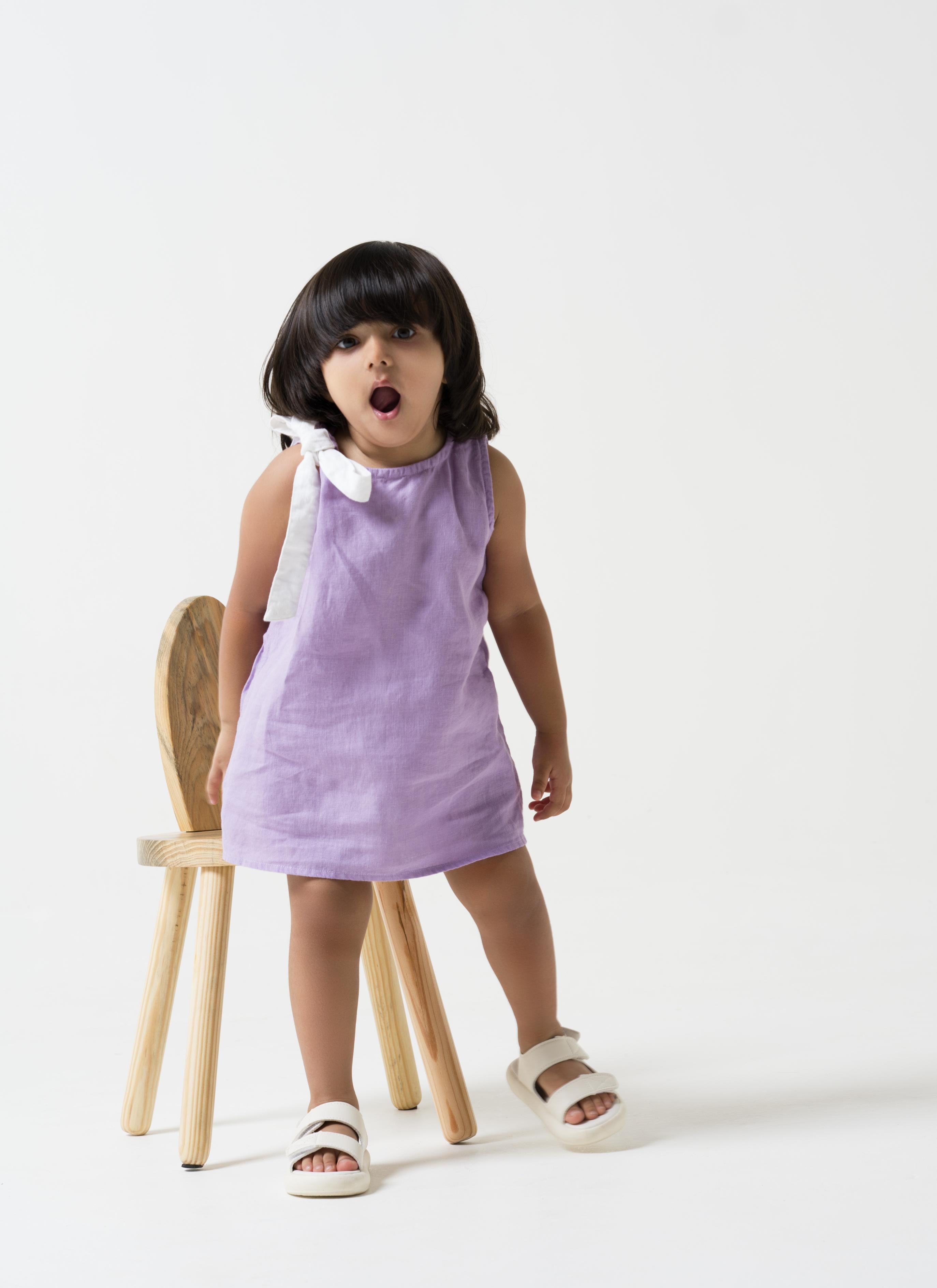 One Shoulder Tie-up Frock Lavender