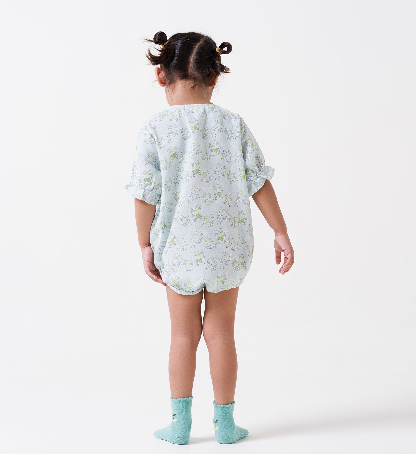 Printed Puff-Sleeve Romper