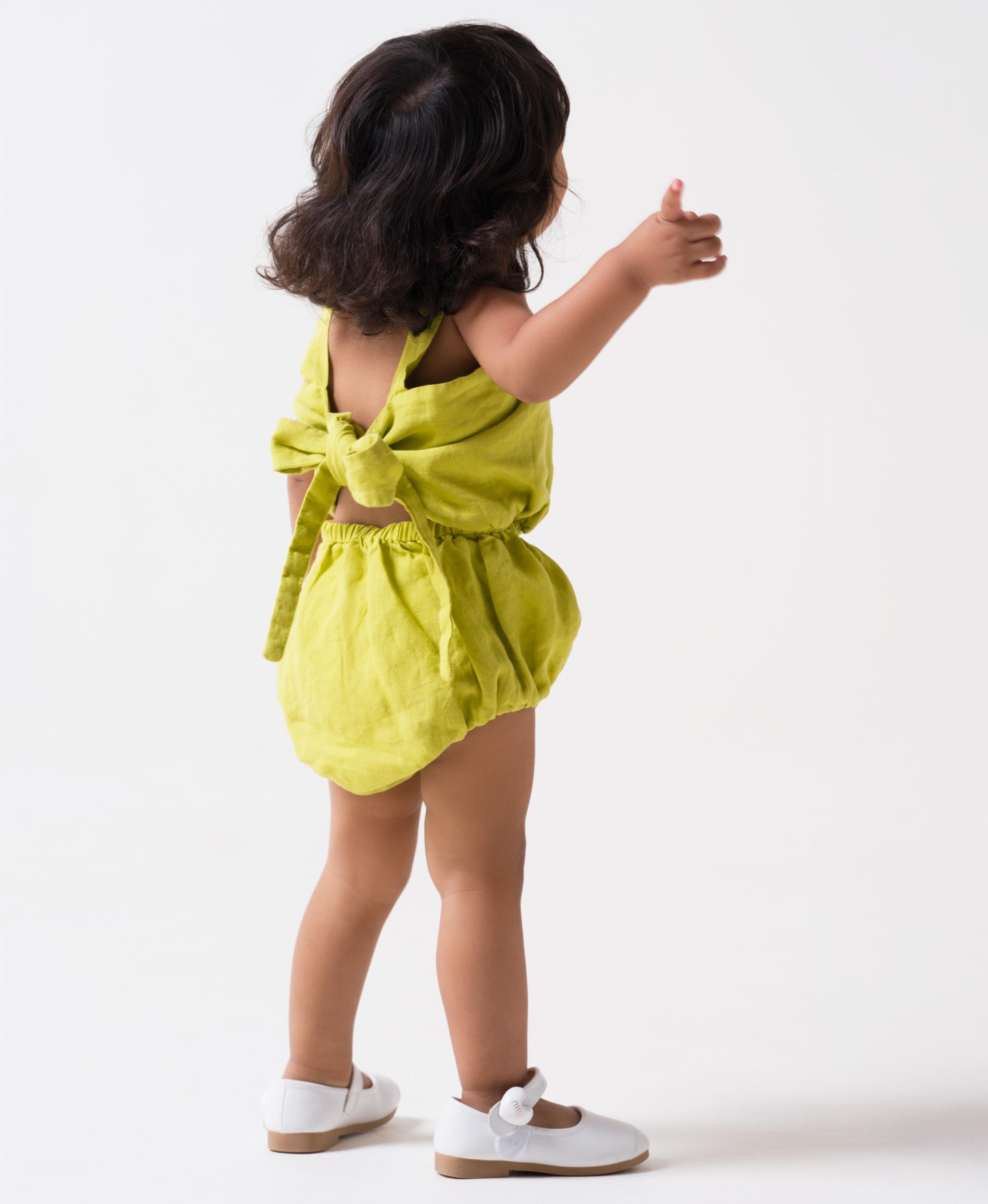 Tie Back Romper Lime
