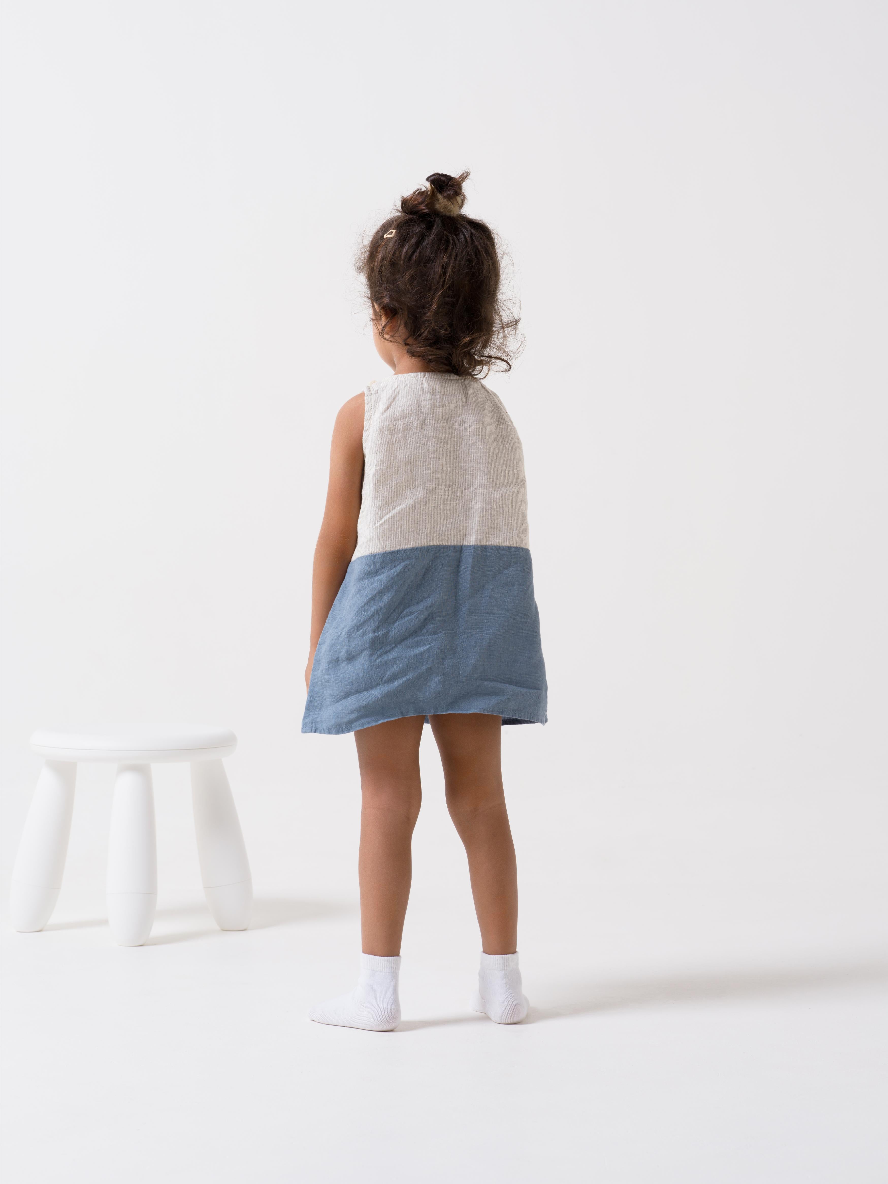 2 Colours Shoulder Button Frock