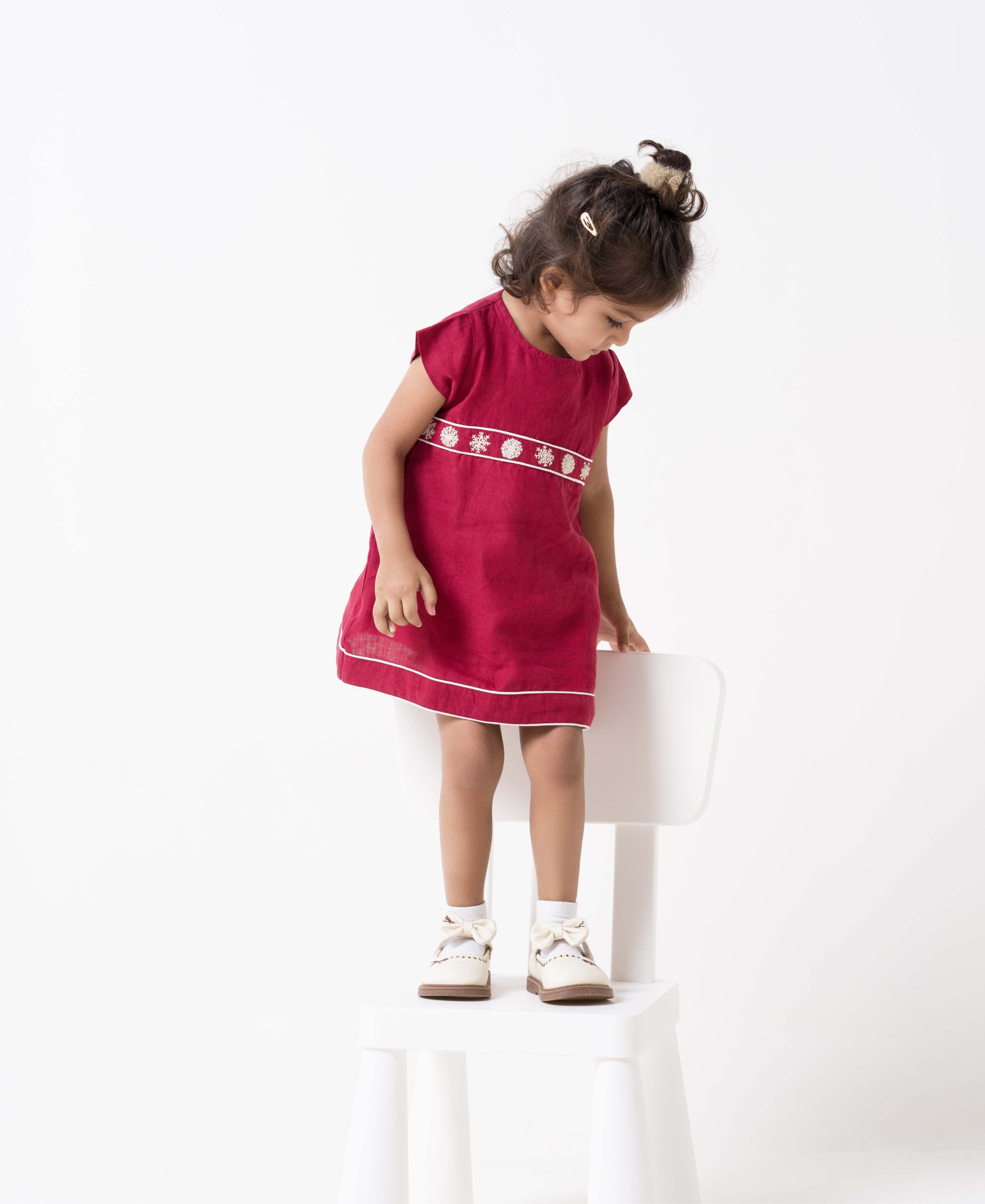 Hand-Embroidered Cap Sleeve Dress