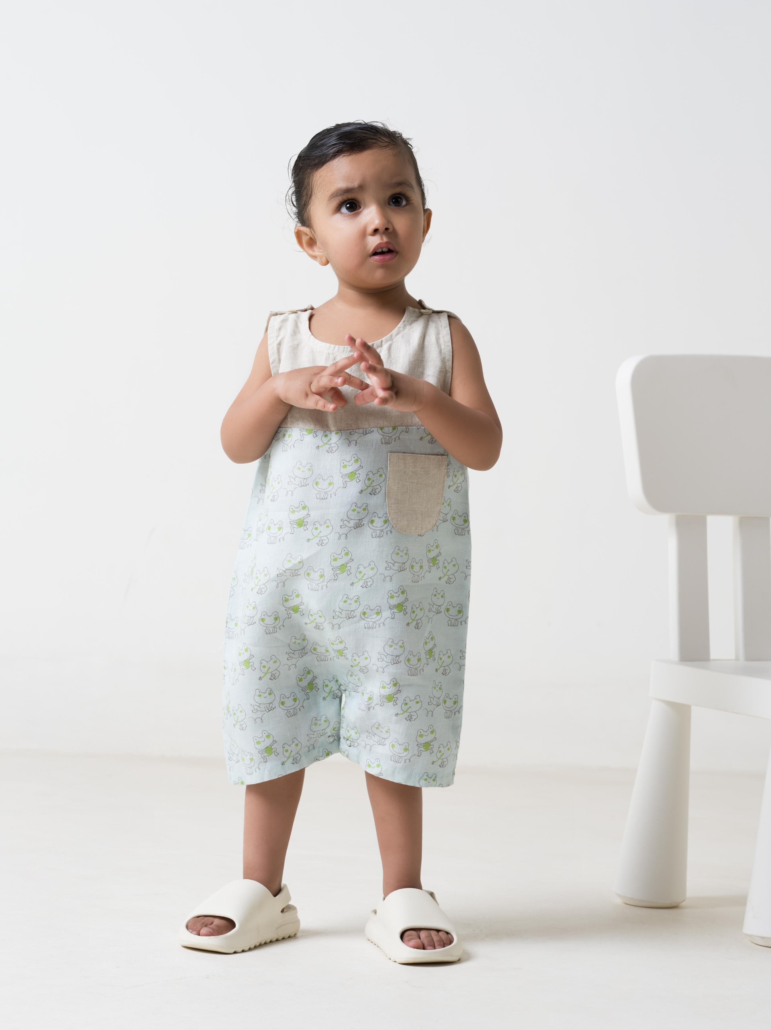 Printed Natural Yoke 2 Colour Romper