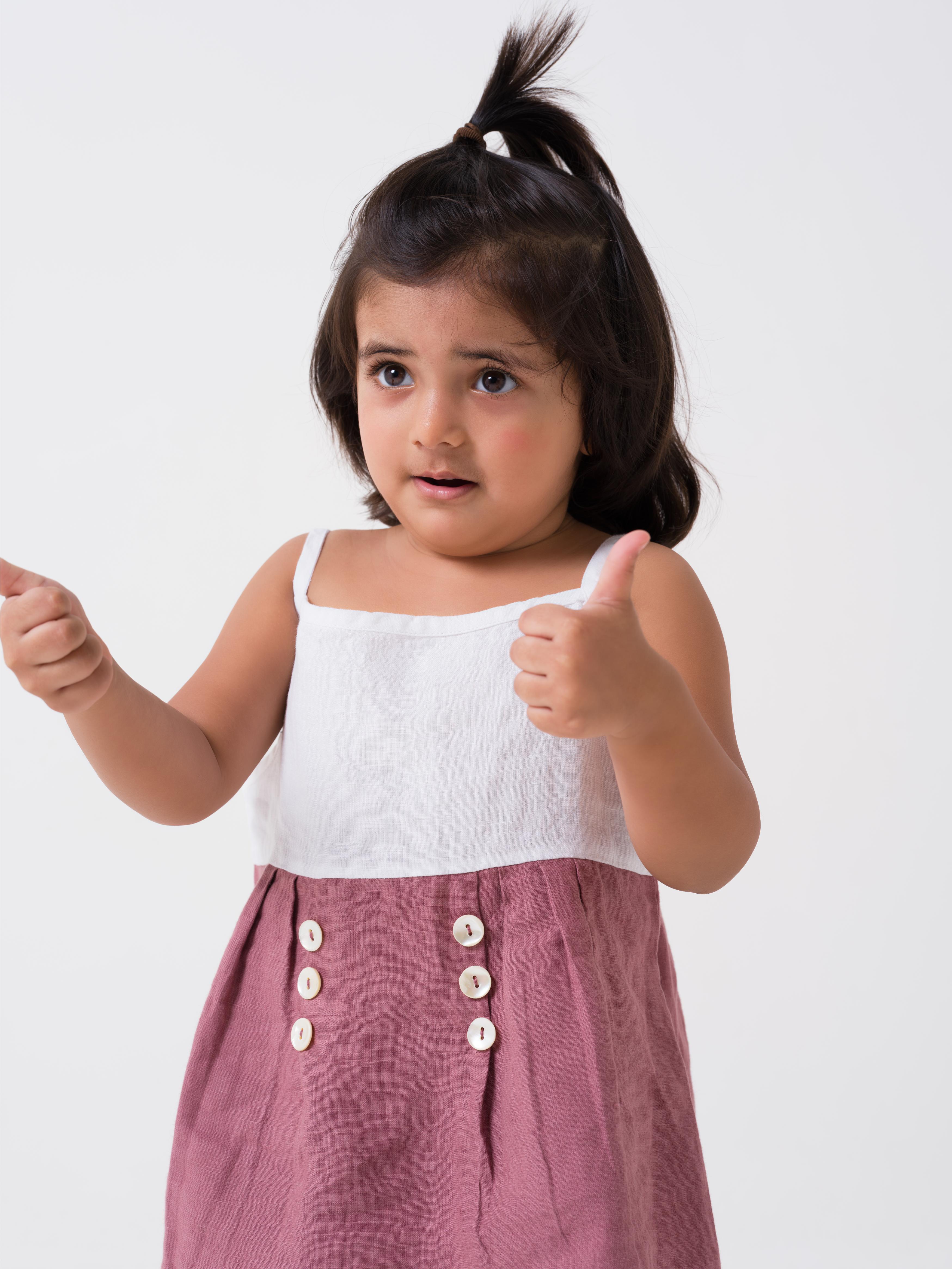 Buttons Detailed Frock Yoke - White - Dress - Rose Gold