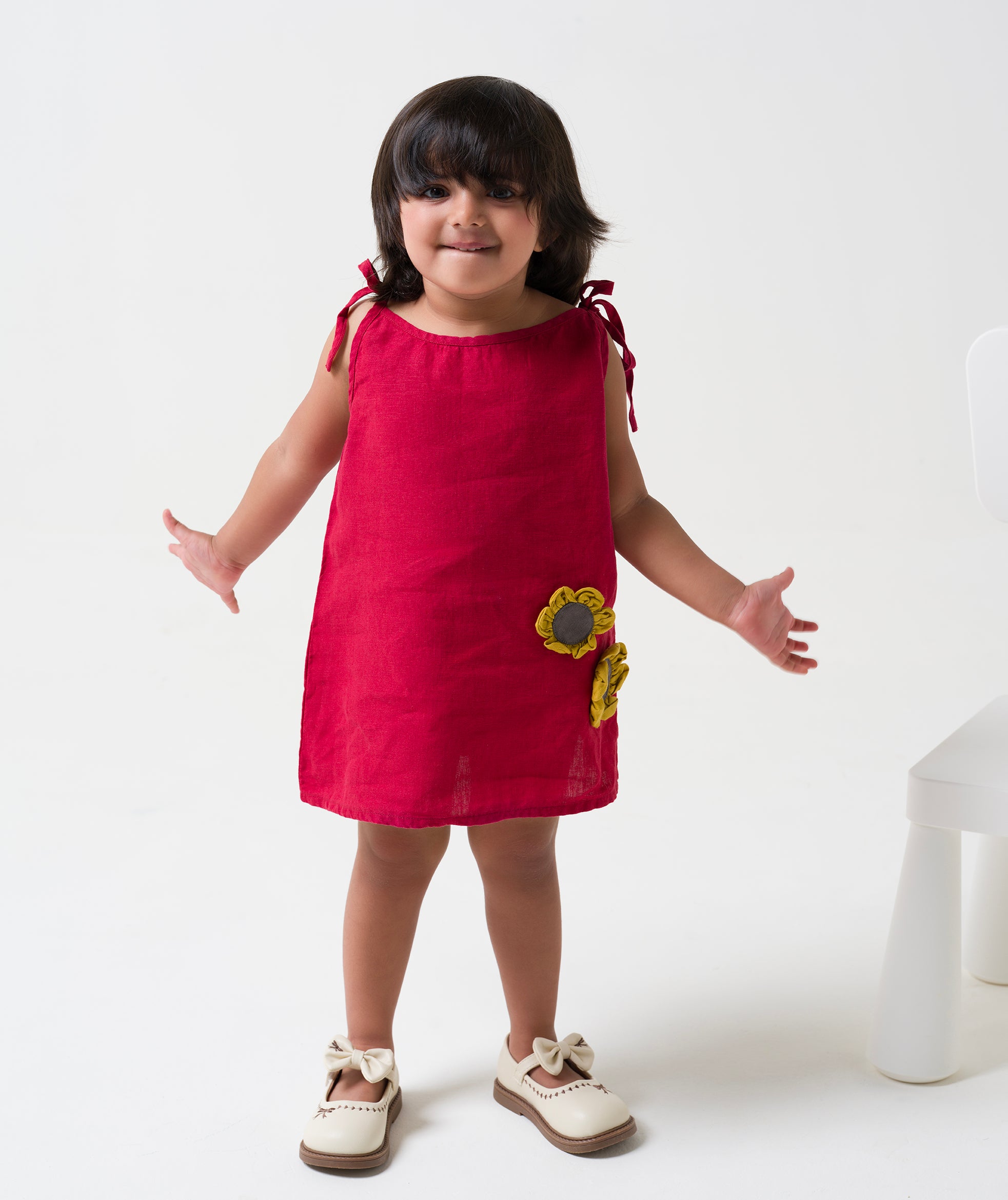 Cherry Tie-Up Shoulder Flower Frock