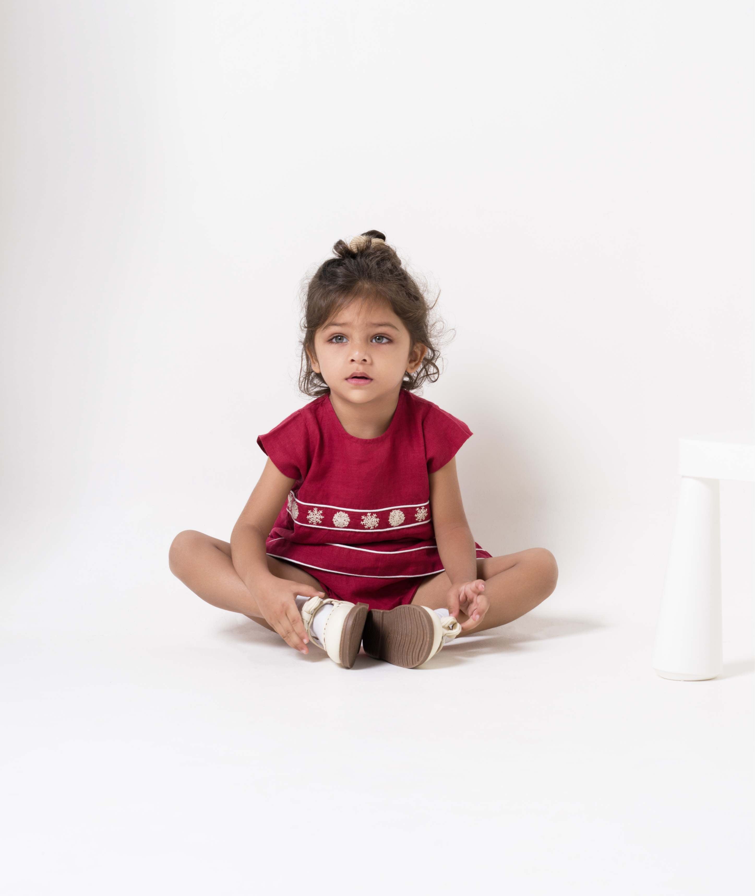 Hand-Embroidered Cap Sleeve Dress