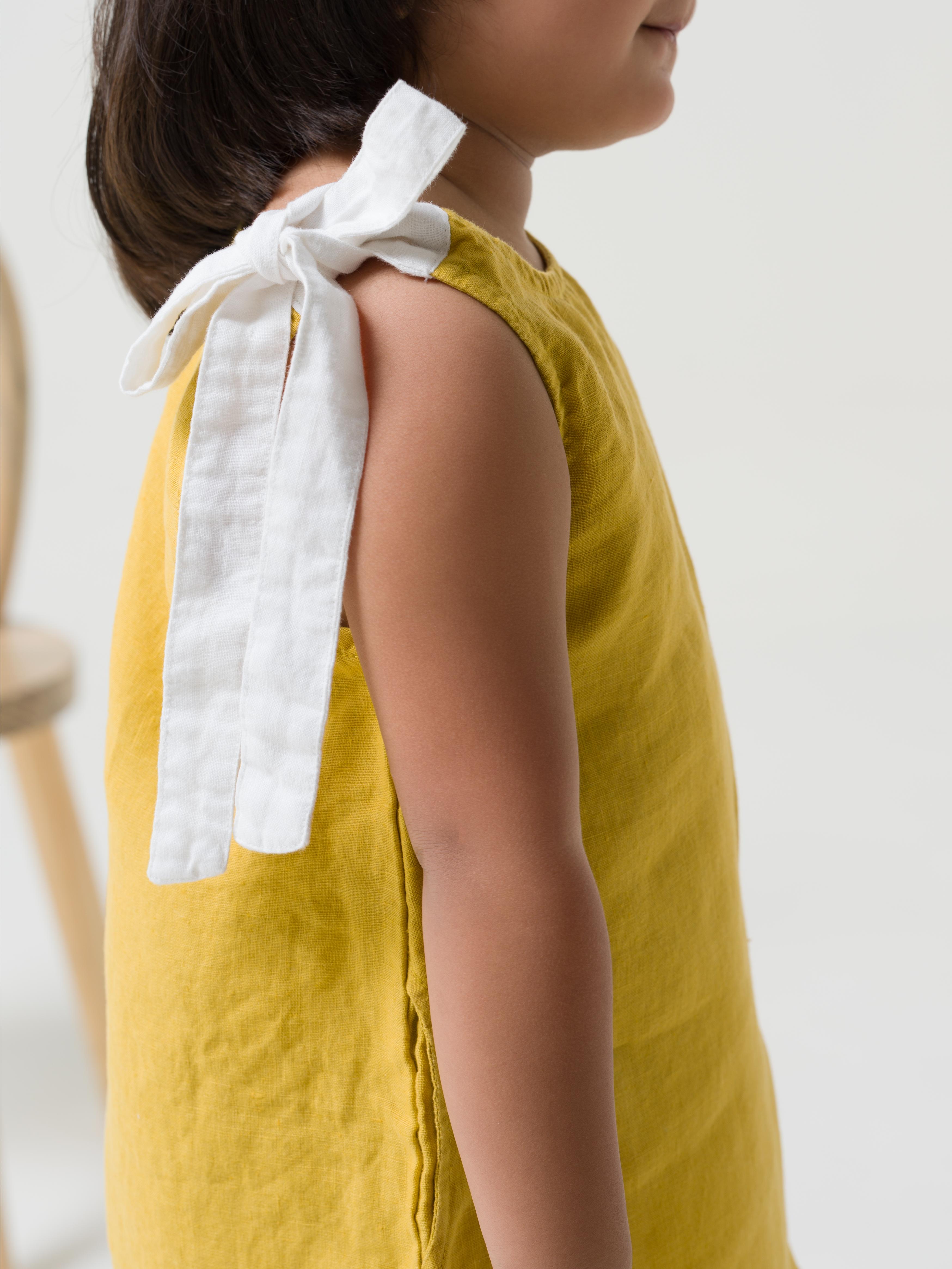 One Shoulder Tie-up Frock Mustard yellow