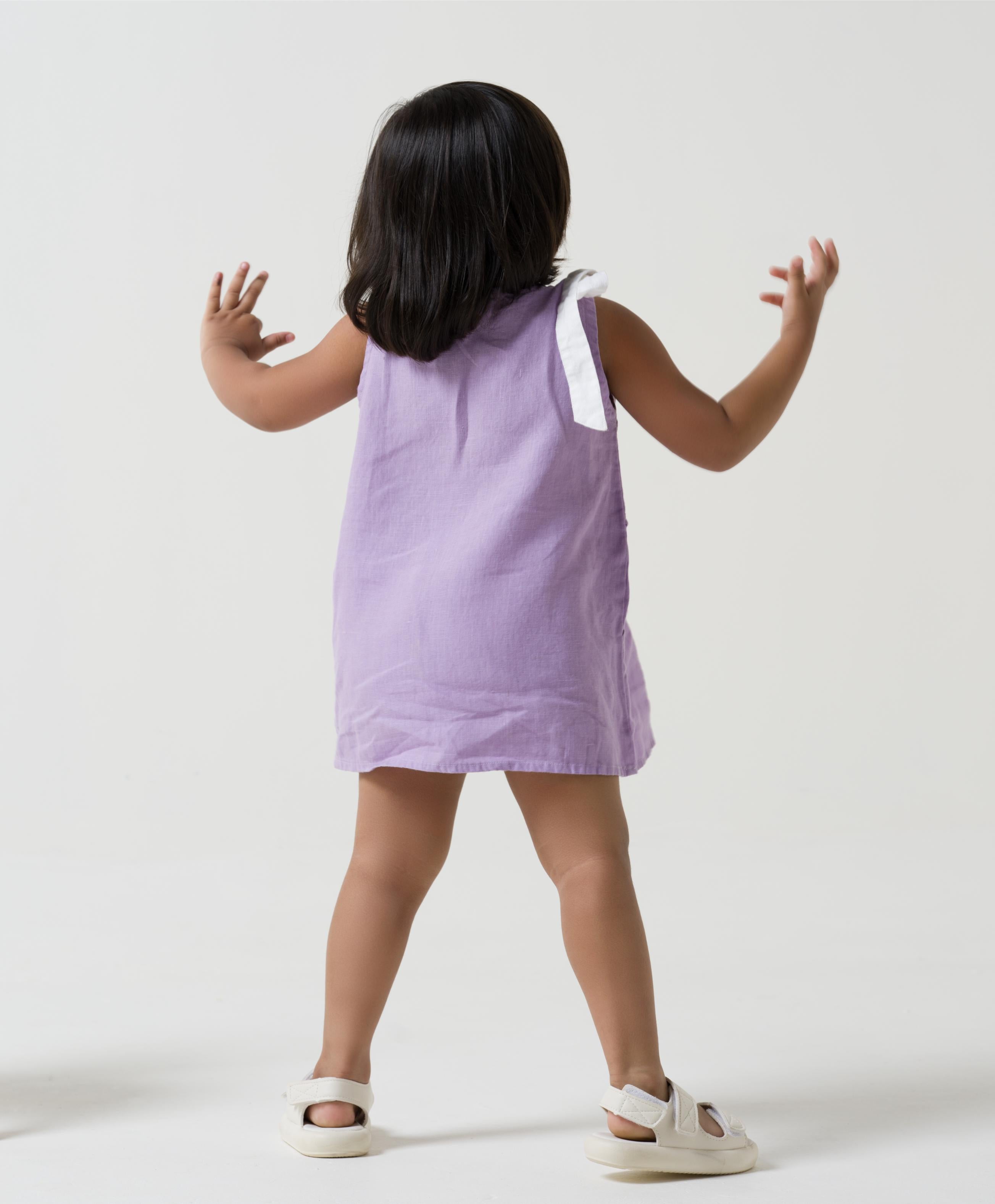 One Shoulder Tie-up Frock Lavender