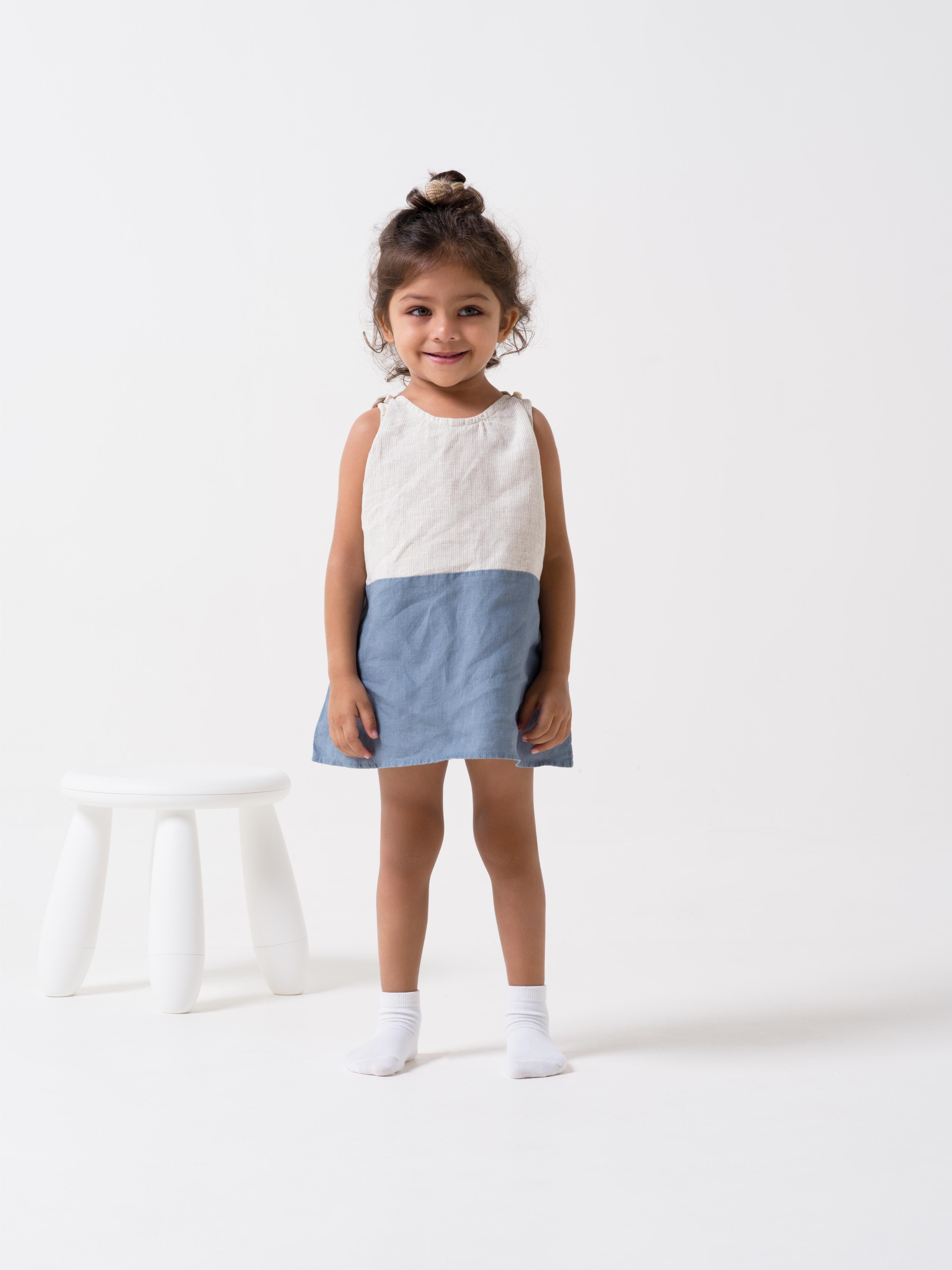 2 Colours Shoulder Button Frock