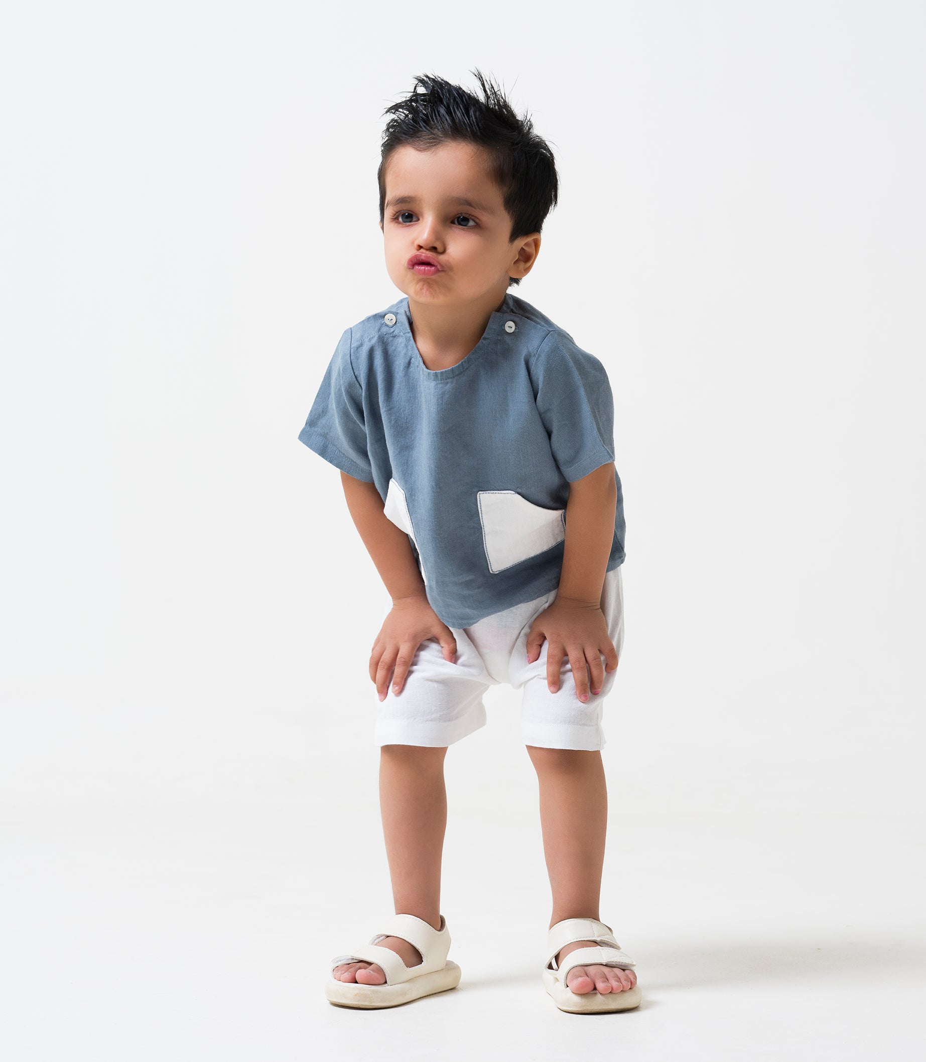 2 Pocket Shirt Set T- Airforce Blue B- Cloud Grey