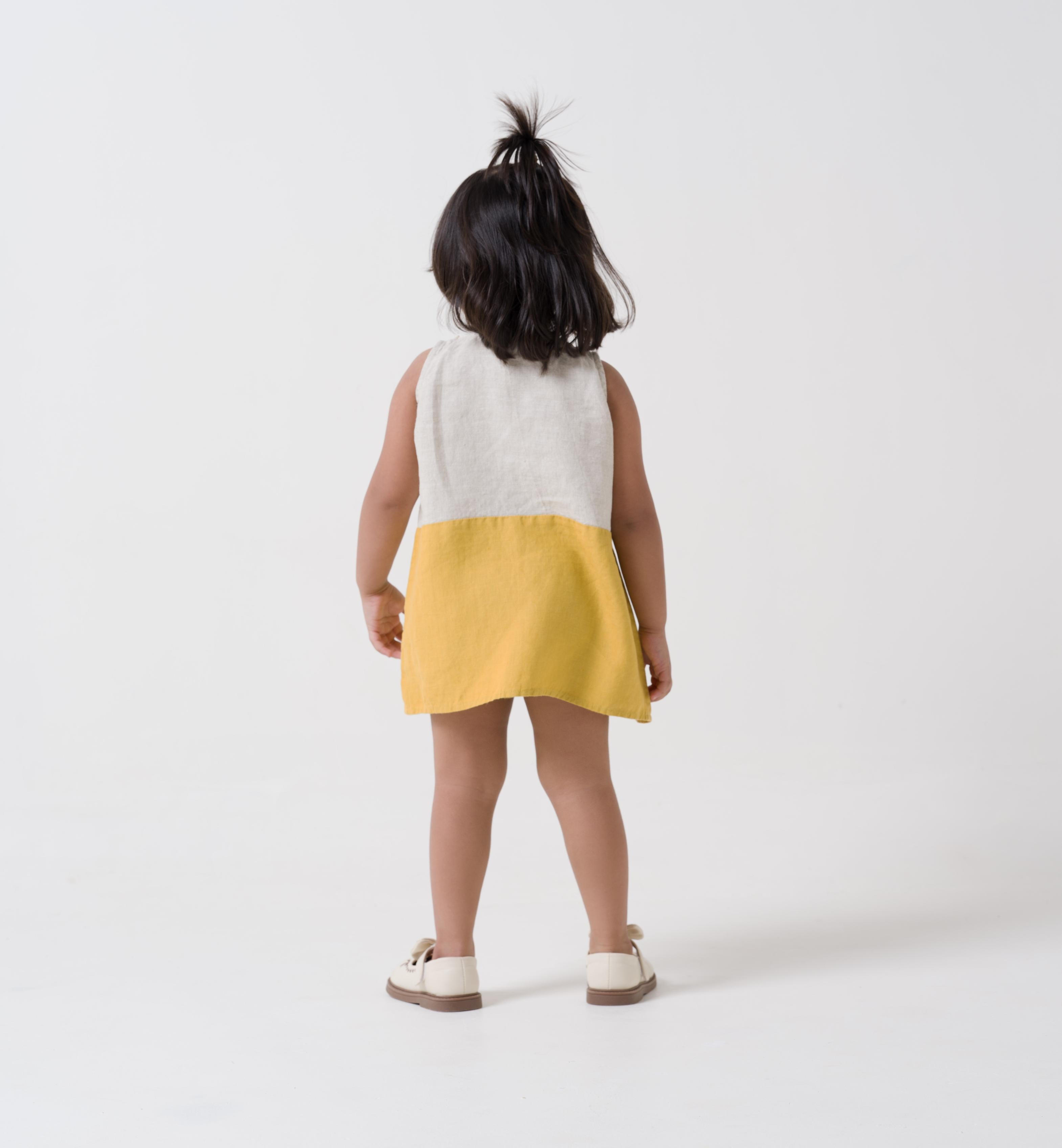 2 Colours Shoulder Button Frock