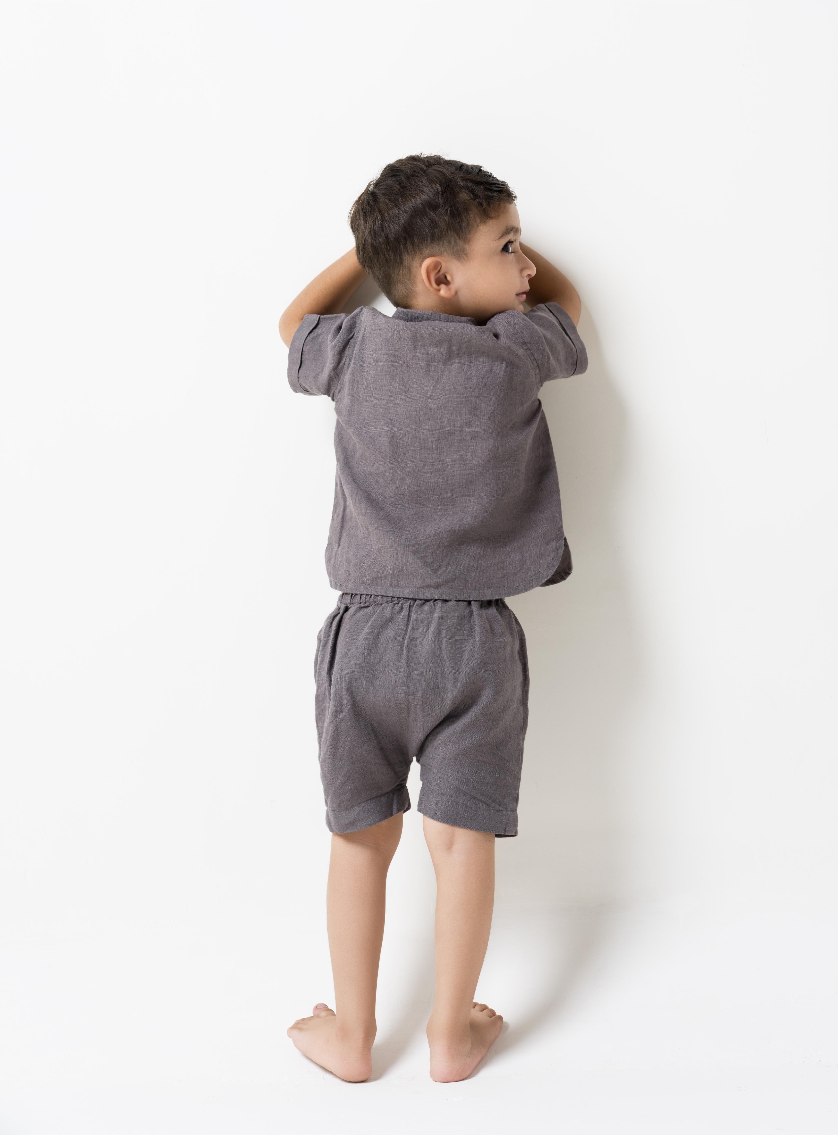 Cuban Collar Co-ords Set Stone Grey