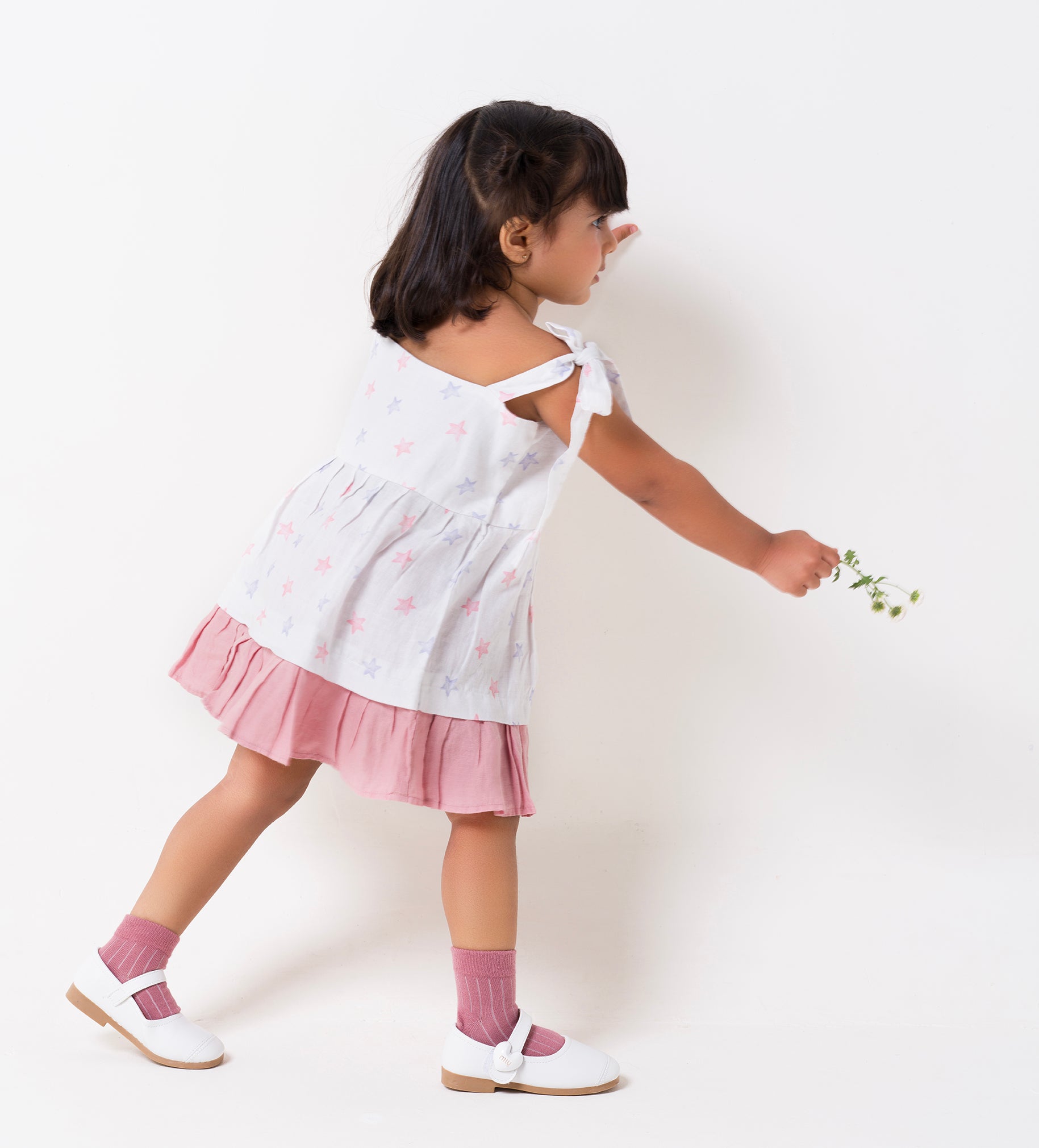 Printed Tie-Up Ribbon Dress