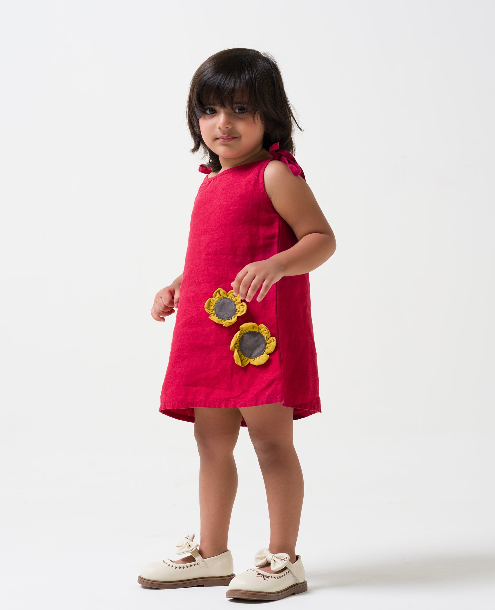 Cherry Tie-Up Shoulder Flower Frock