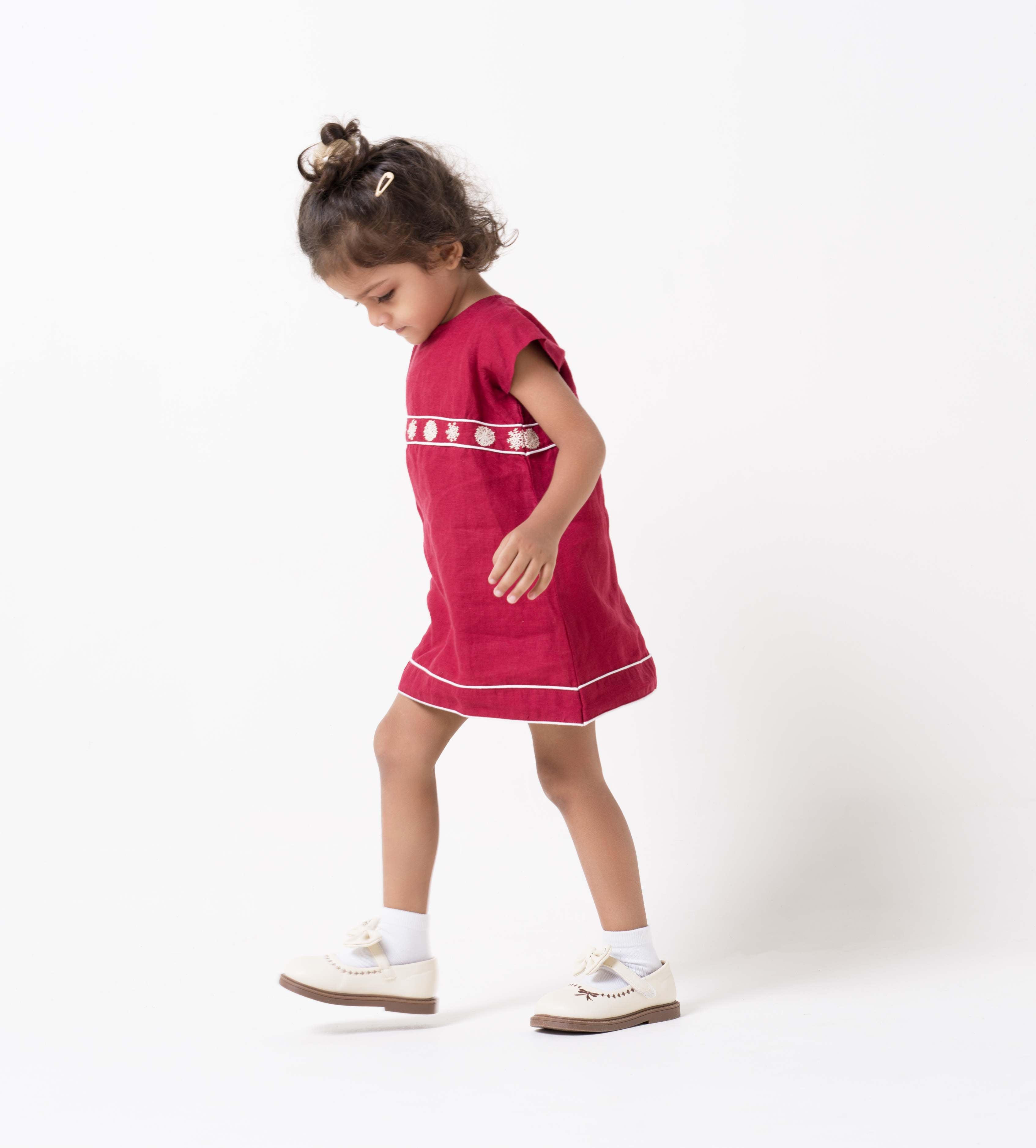 Hand-Embroidered Cap Sleeve Dress