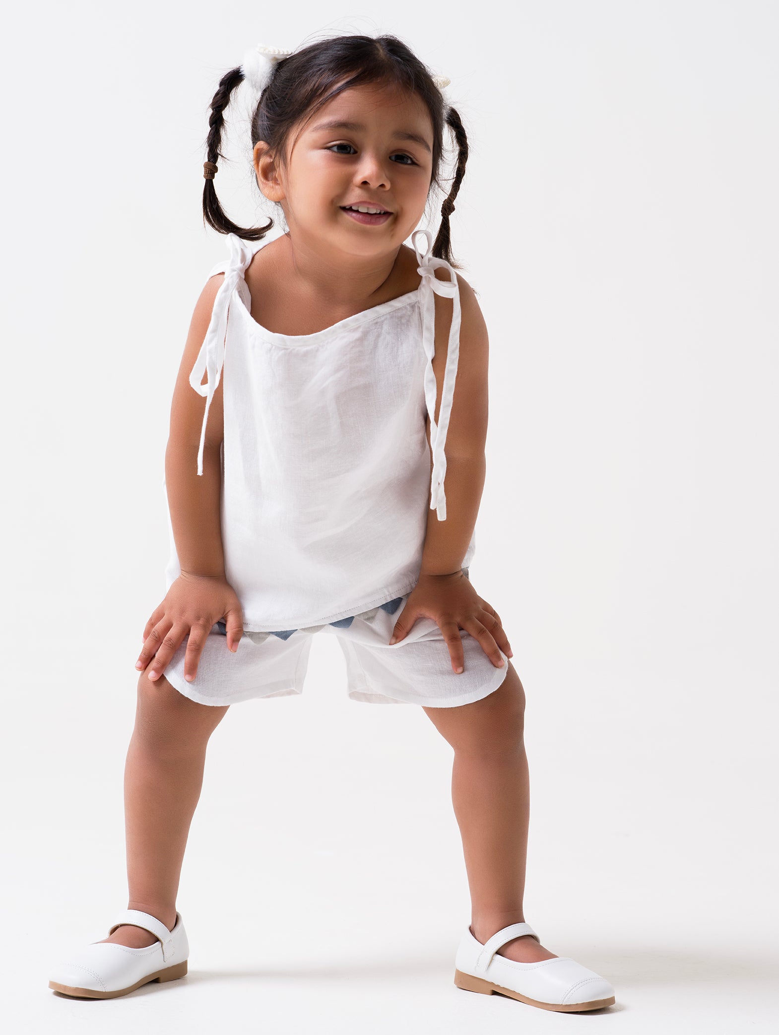 Tie up shoulder co-ords White