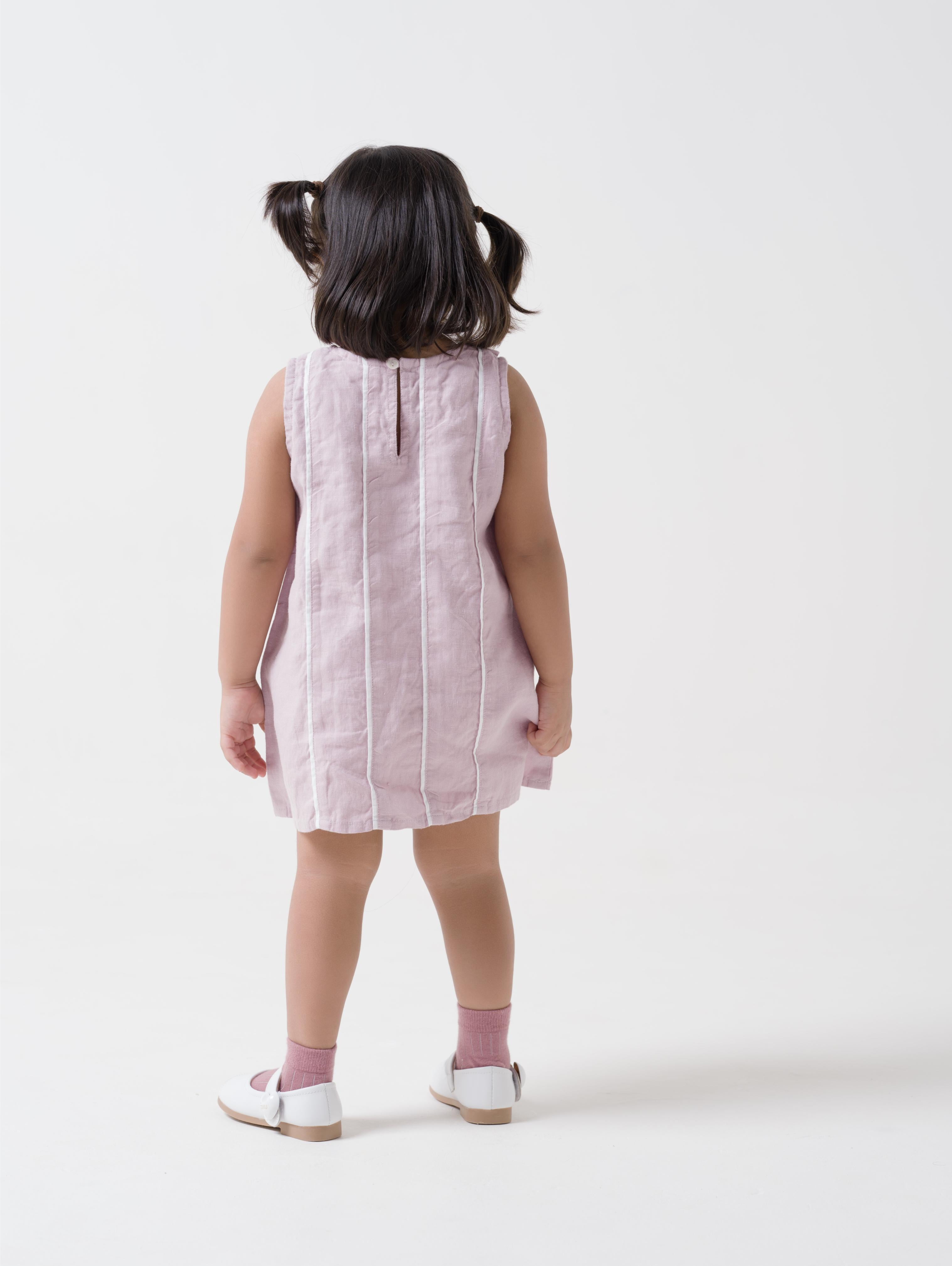 Vertical Stripe Collared Frock