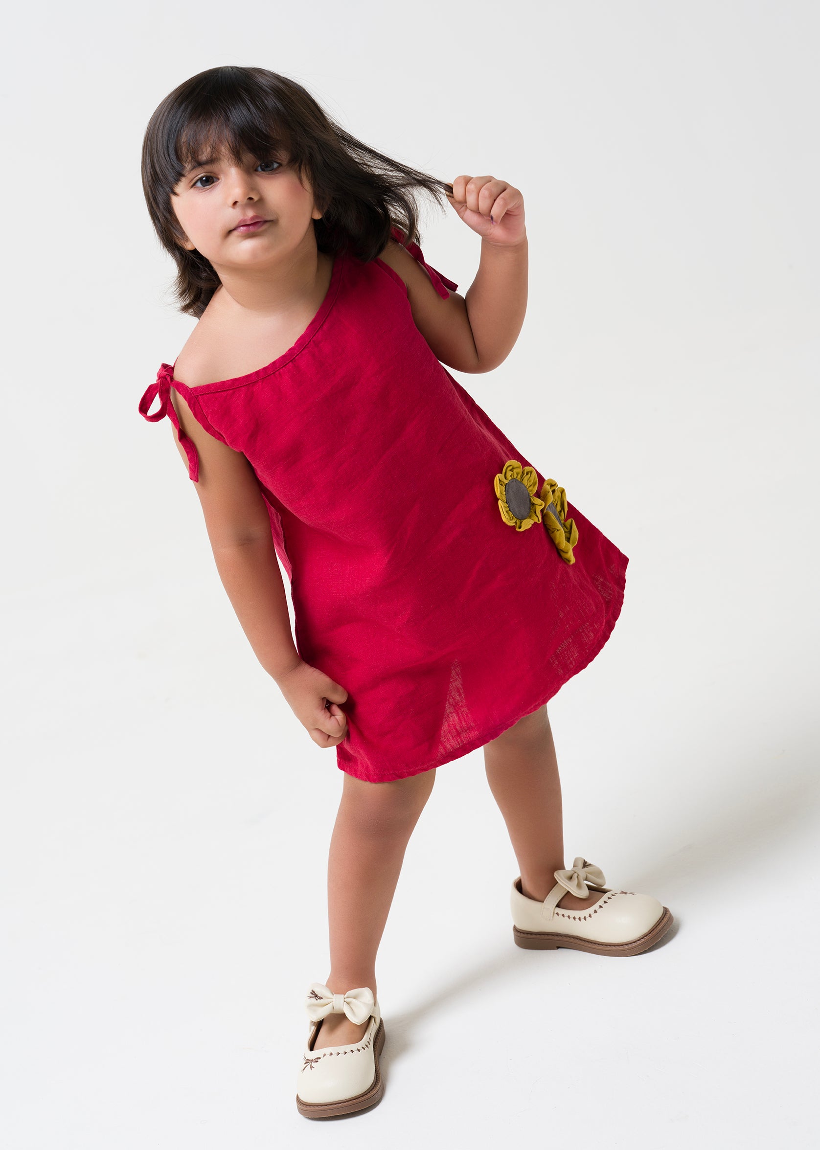 Cherry Tie-Up Shoulder Flower Frock