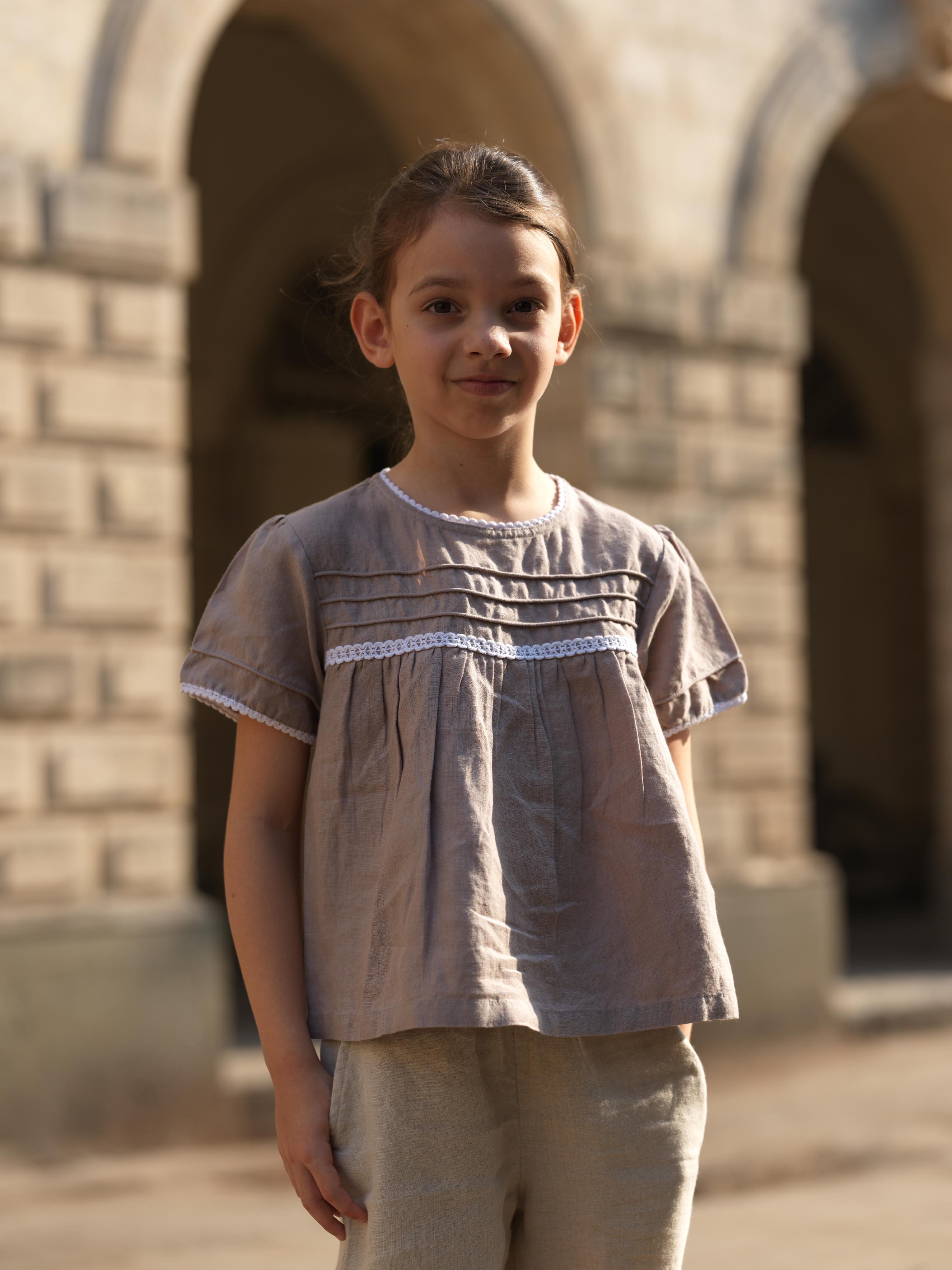 Girl Cord Piping Top & Trousers Co-ords set Almond Beige / Natural