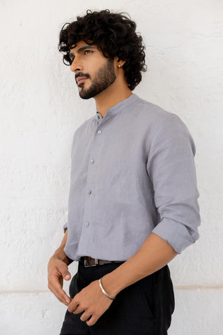 Mandarin Collar Graphite Shirt